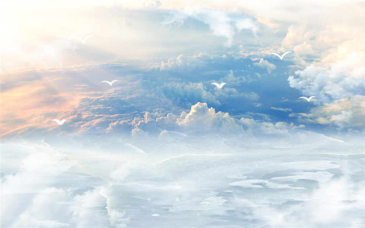 Фотошпалери хмари, вкриті м'яким пухом, тихо лежать