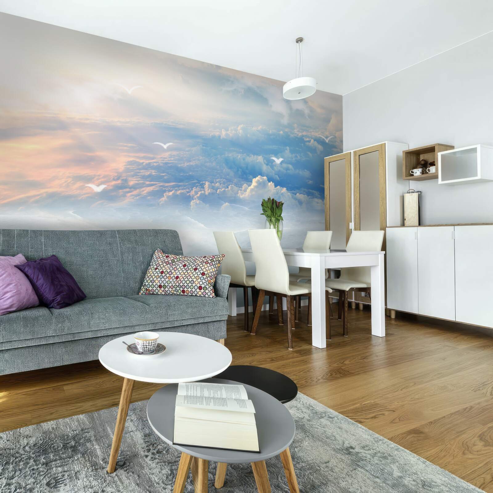 Фотошпалери хмари, вкриті м'яким пухом, тихо лежать