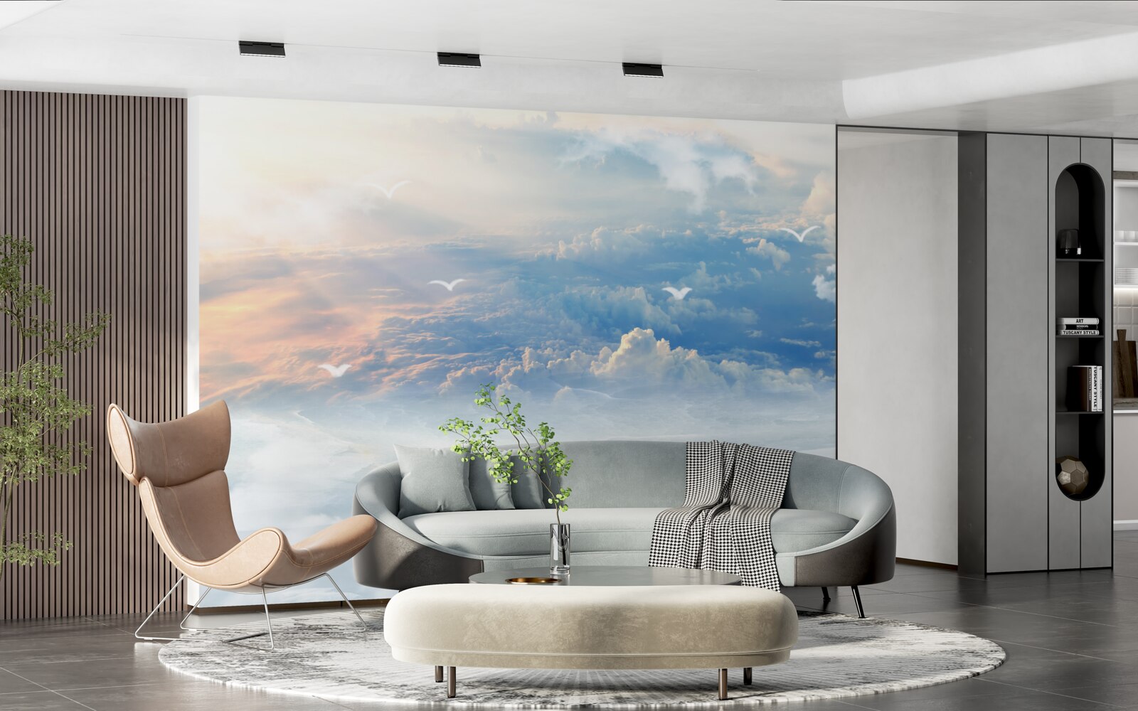 Фотошпалери хмари, вкриті м'яким пухом, тихо лежать