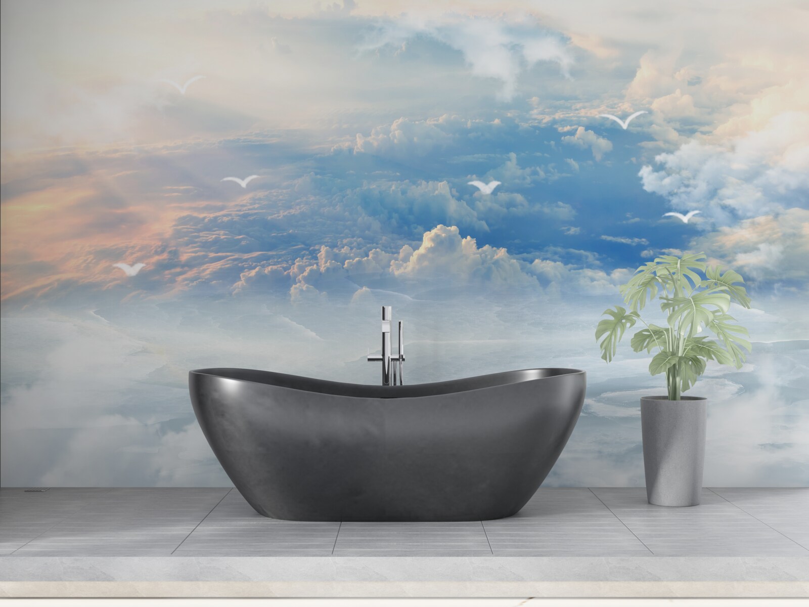 Фотошпалери хмари, вкриті м'яким пухом, тихо лежать