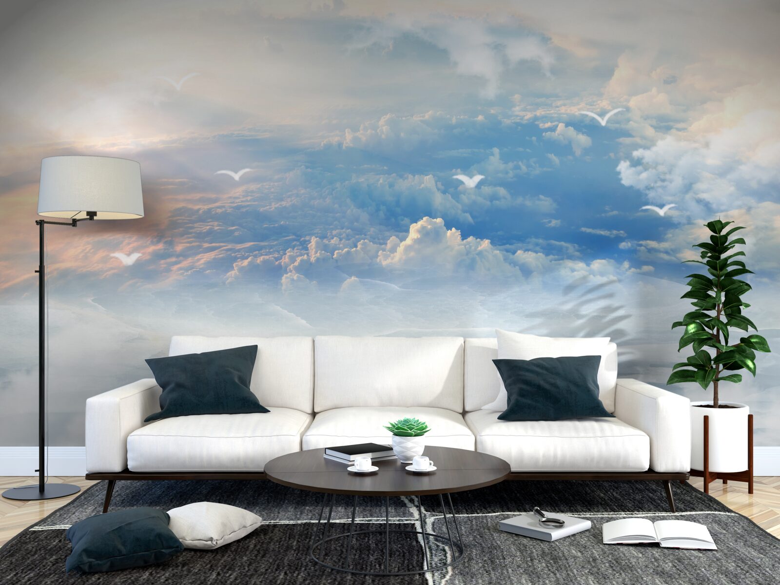 Фотошпалери хмари, вкриті м'яким пухом, тихо лежать