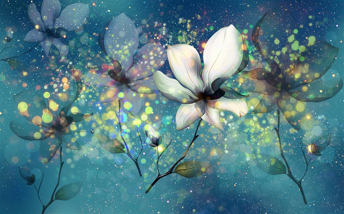 Фотошпалери ексклюзивні кольори на темно-сапфіровому тлі