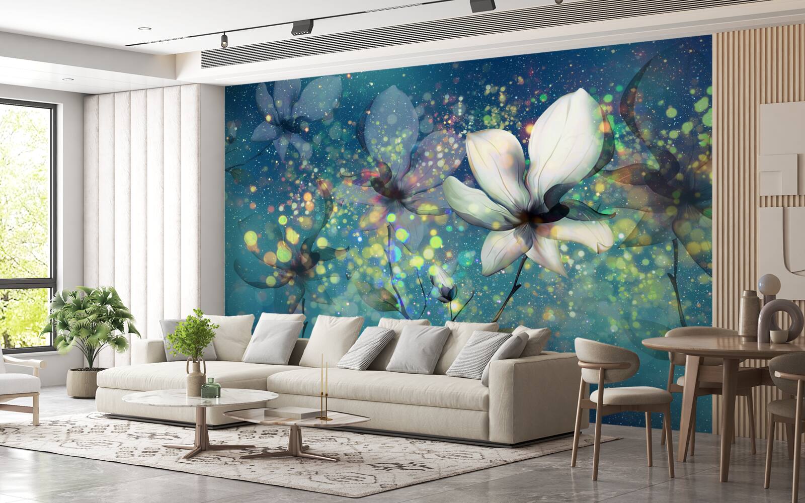 Фотошпалери ексклюзивні кольори на темно-сапфіровому тлі