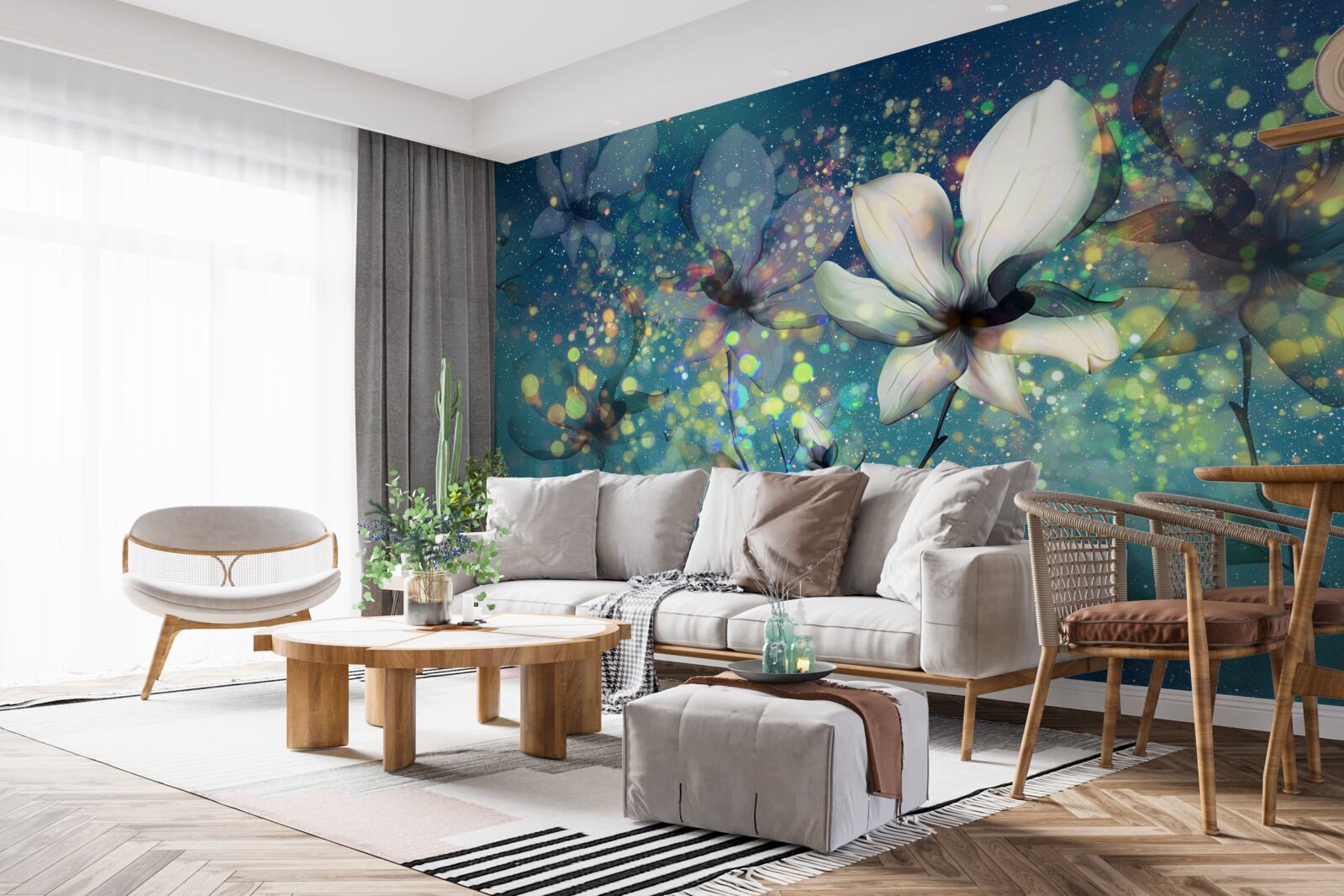 Фотошпалери ексклюзивні кольори на темно-сапфіровому тлі