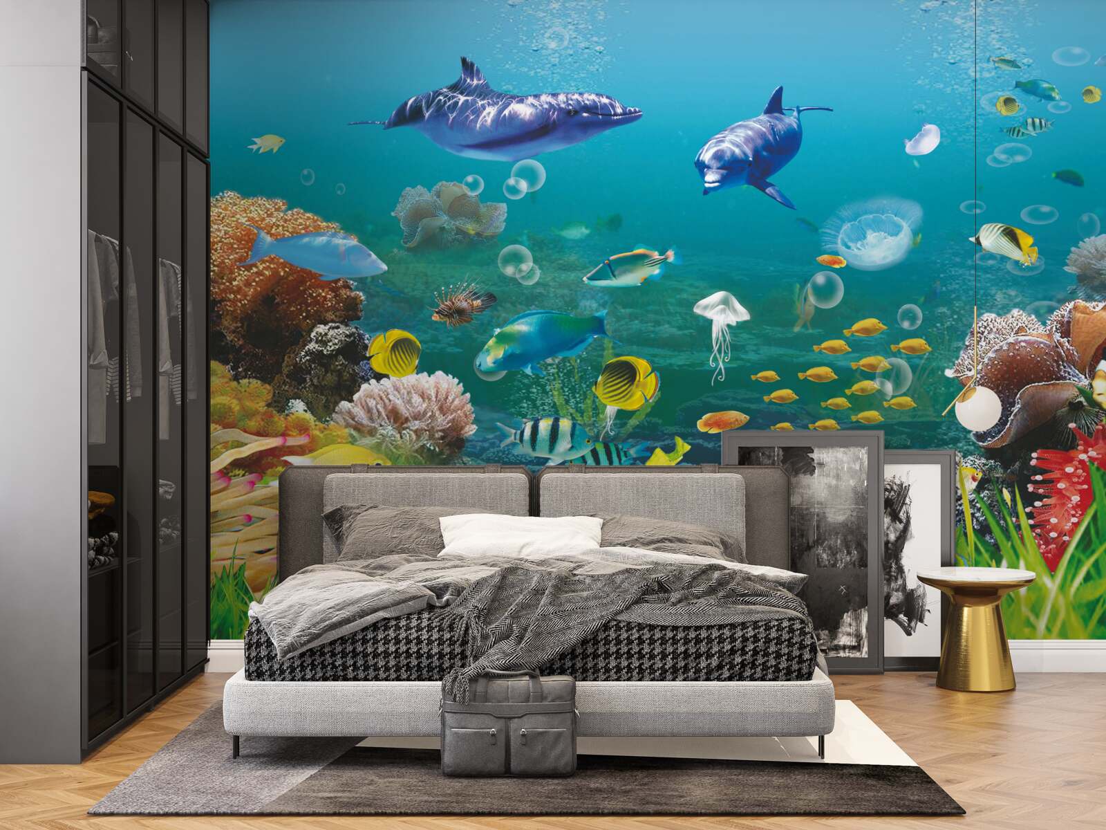 Фотошпалери морські мешканці на зеленуватому дні