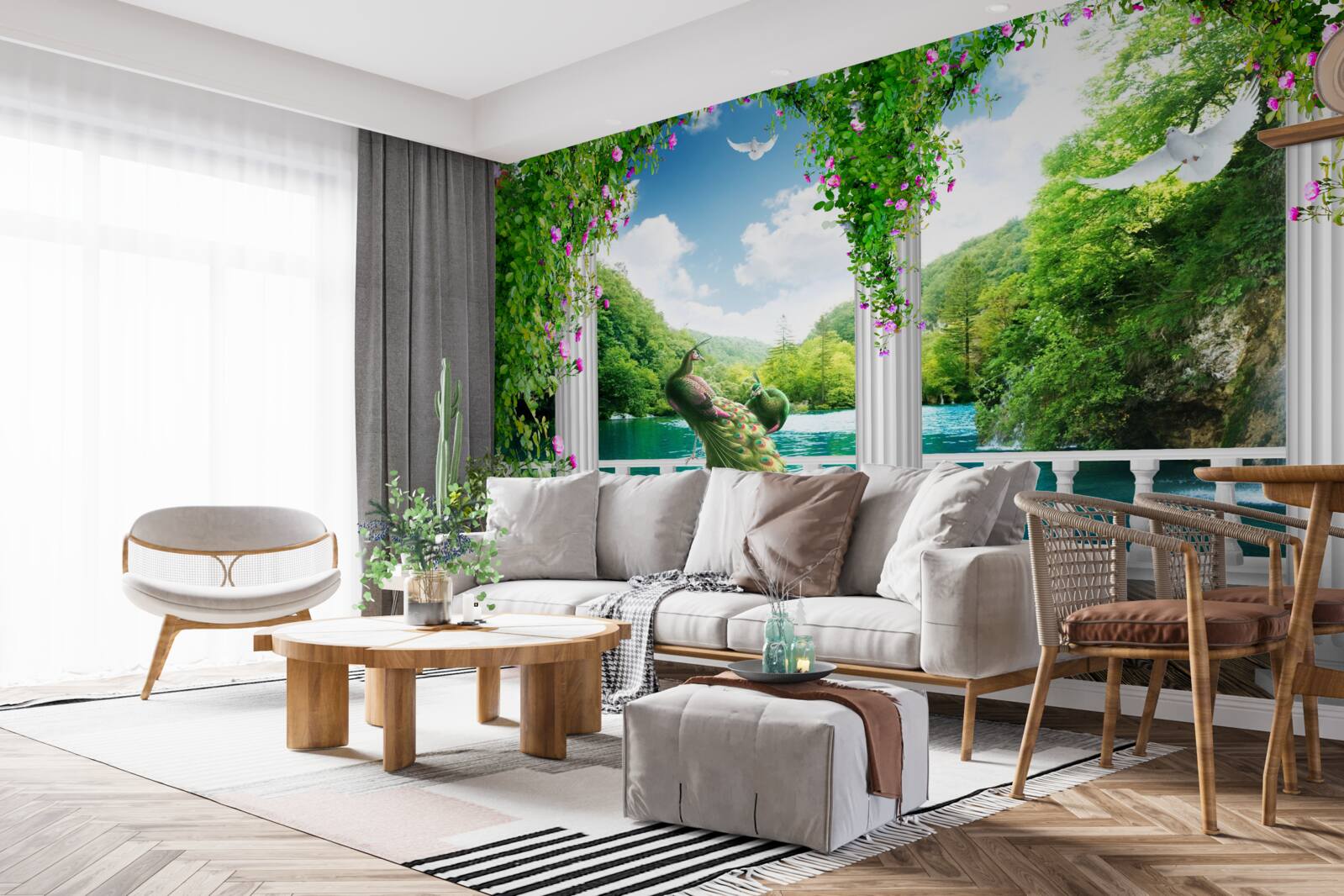 Фотошпалери колонада біля озера, що поросла заростями