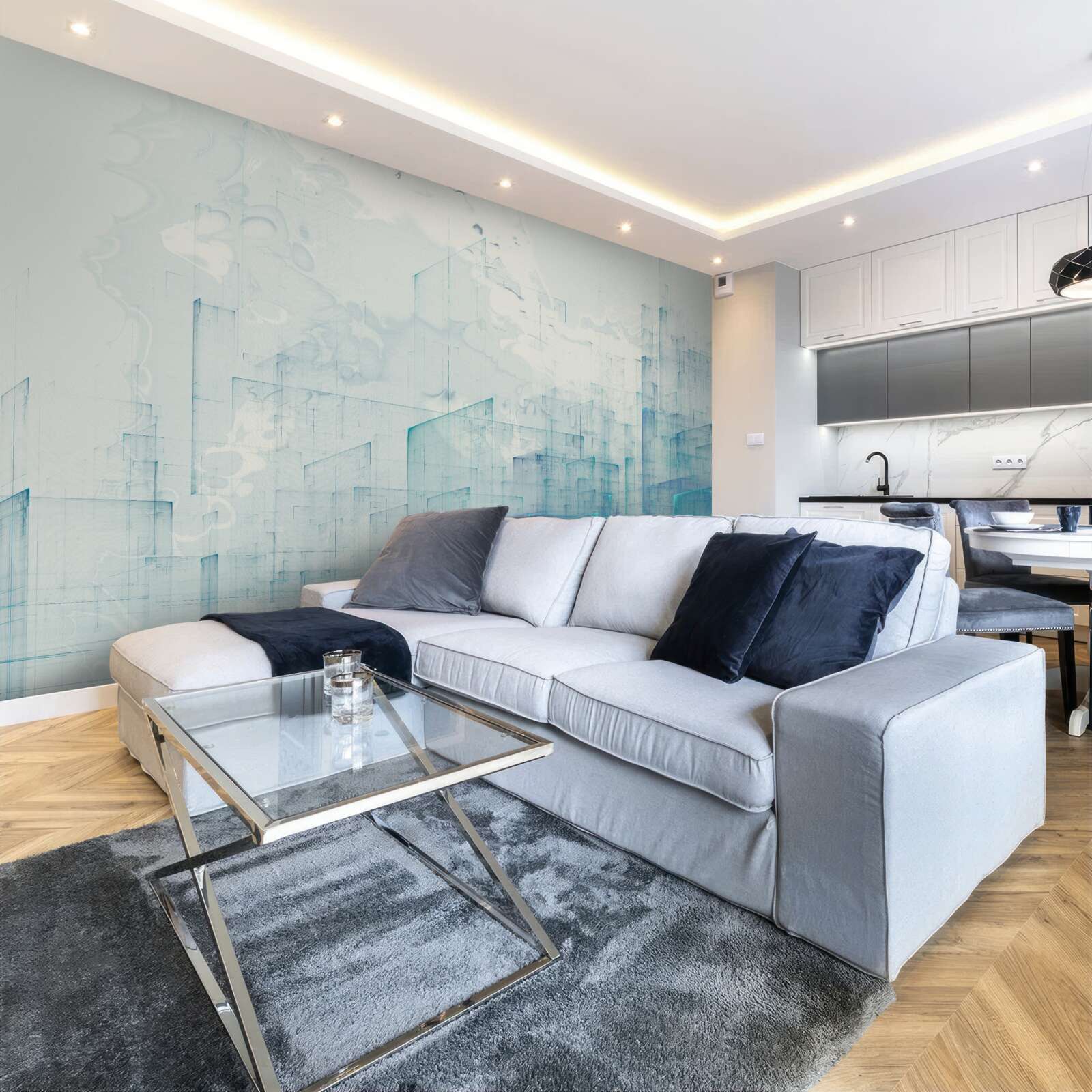 Фотошпалери абстрактне місто, оповите туманом