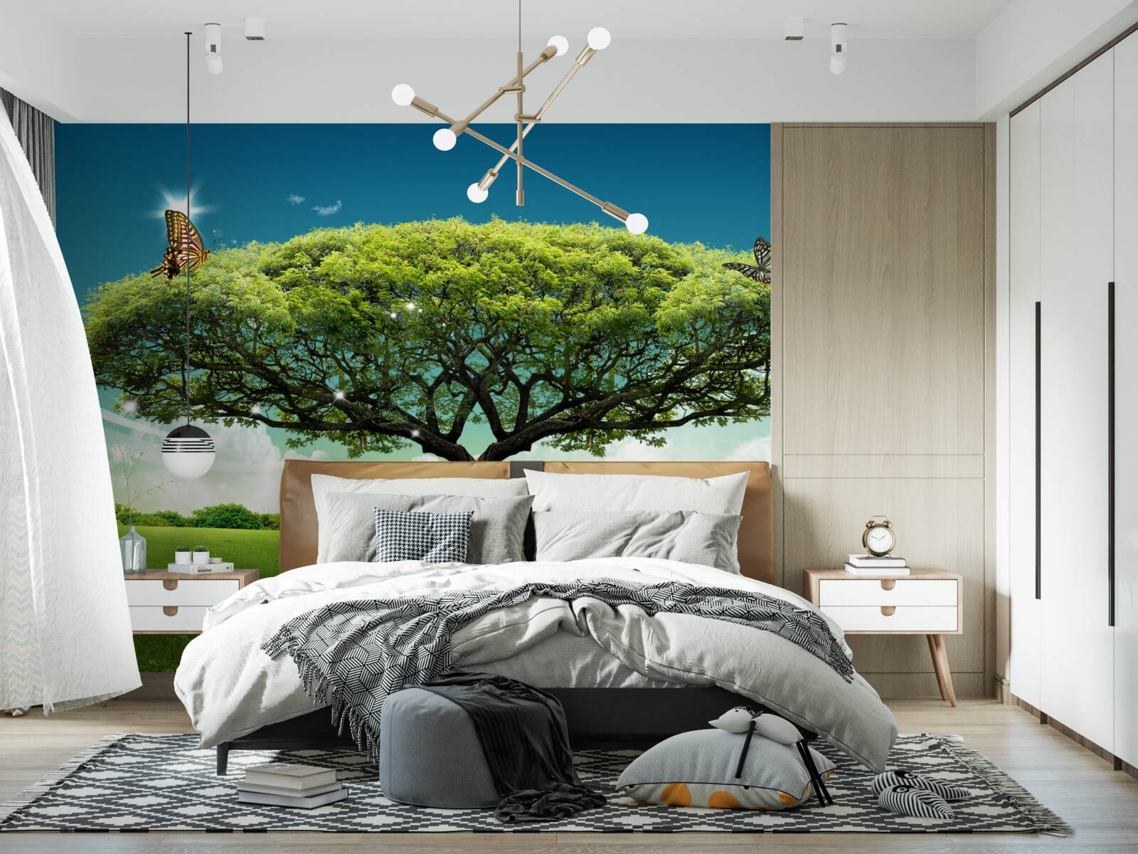 Фотошпалери на галявині росте здорове дерево життя