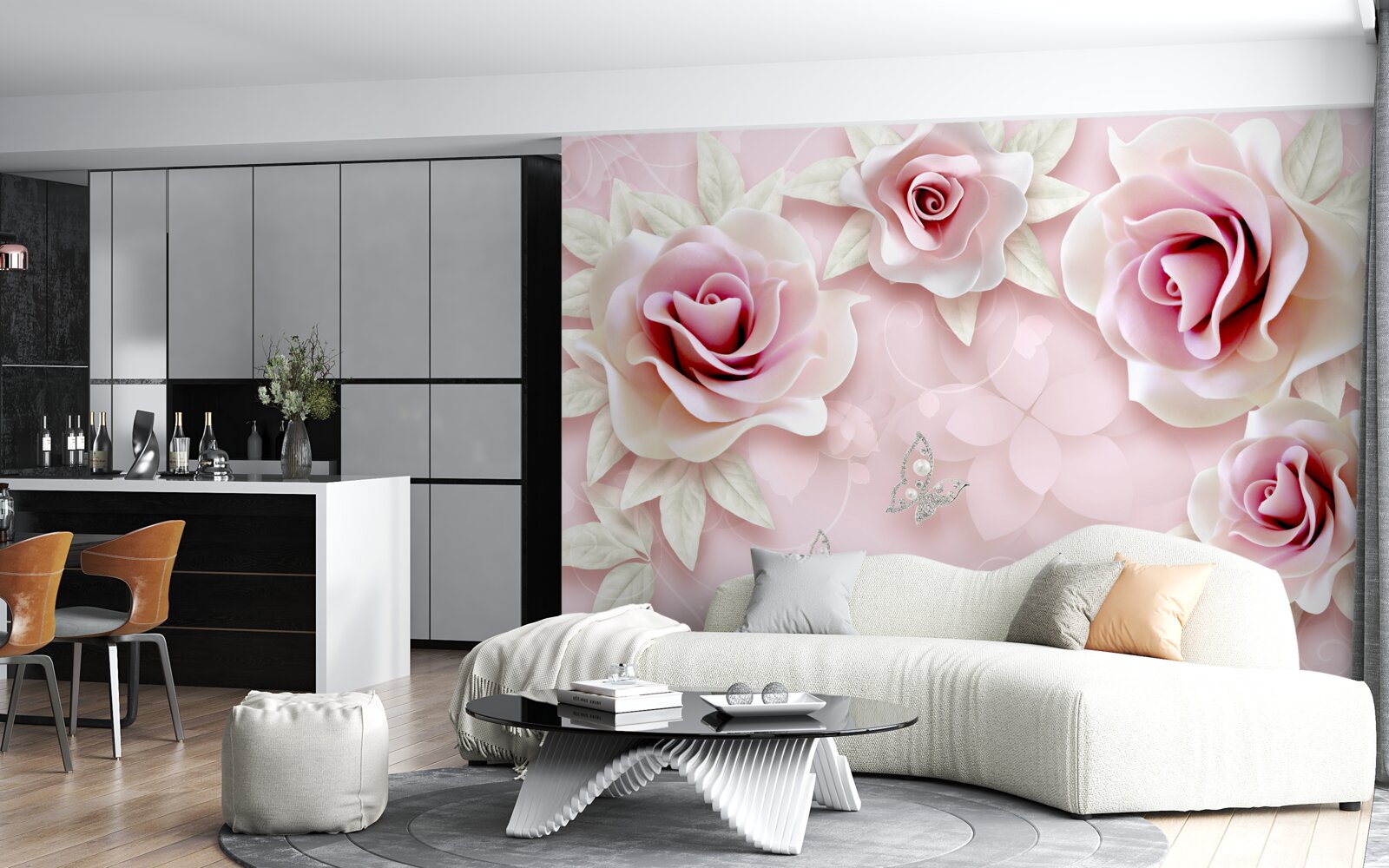 Фотошпалери елегантна порцелянова рожева в м'яких бузкових тонах