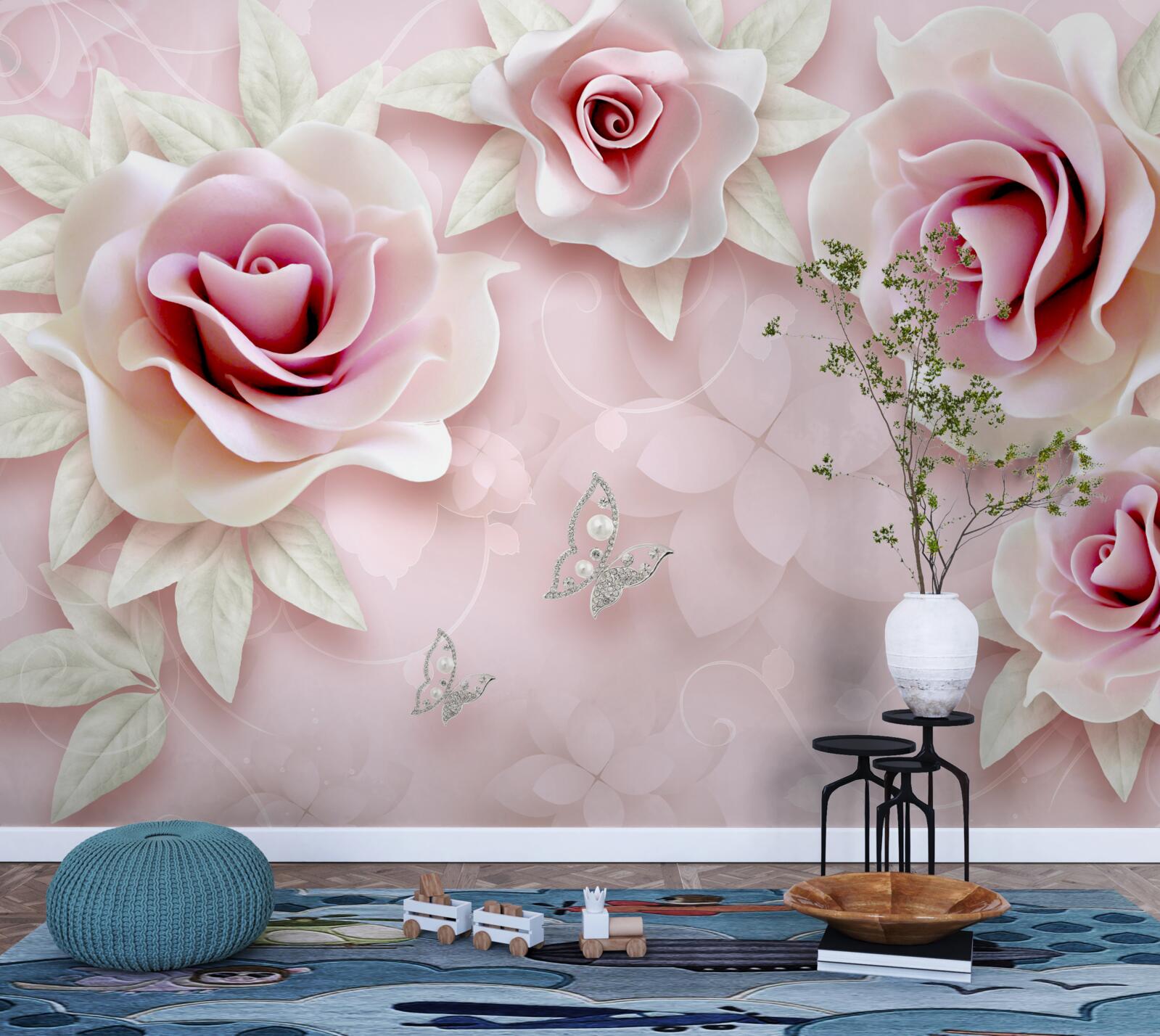 Фотошпалери елегантна порцелянова рожева в м'яких бузкових тонах