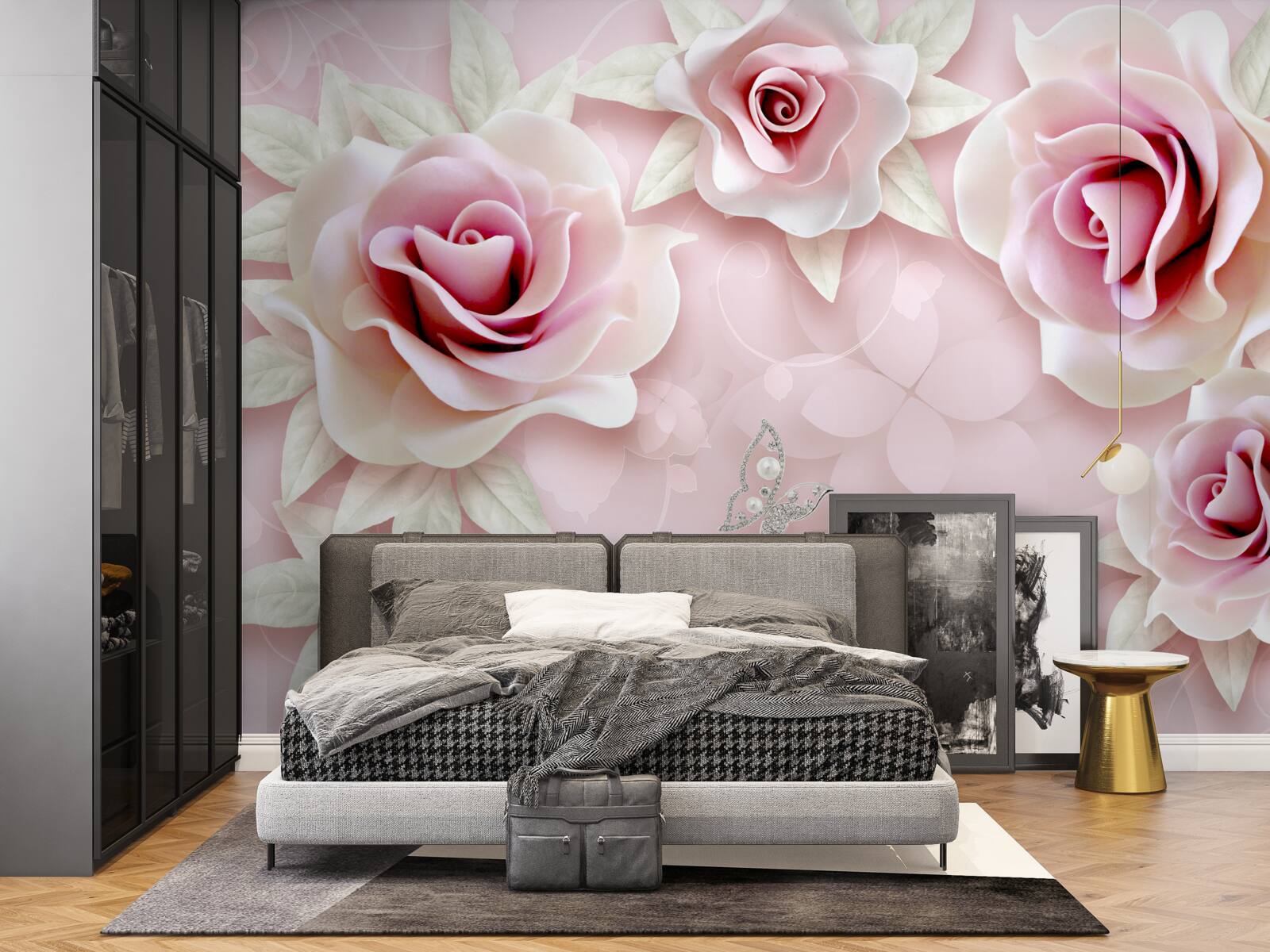 Фотошпалери елегантна порцелянова рожева в м'яких бузкових тонах