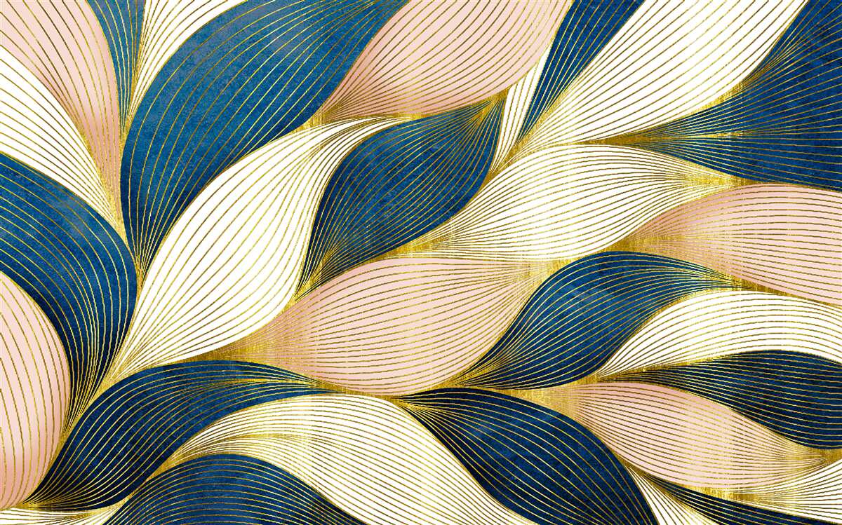 Фотошпалери плетене синє та золоте листя