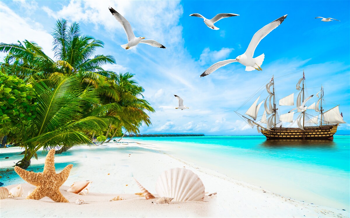 Фотошпалери причалити на безлюдному острові