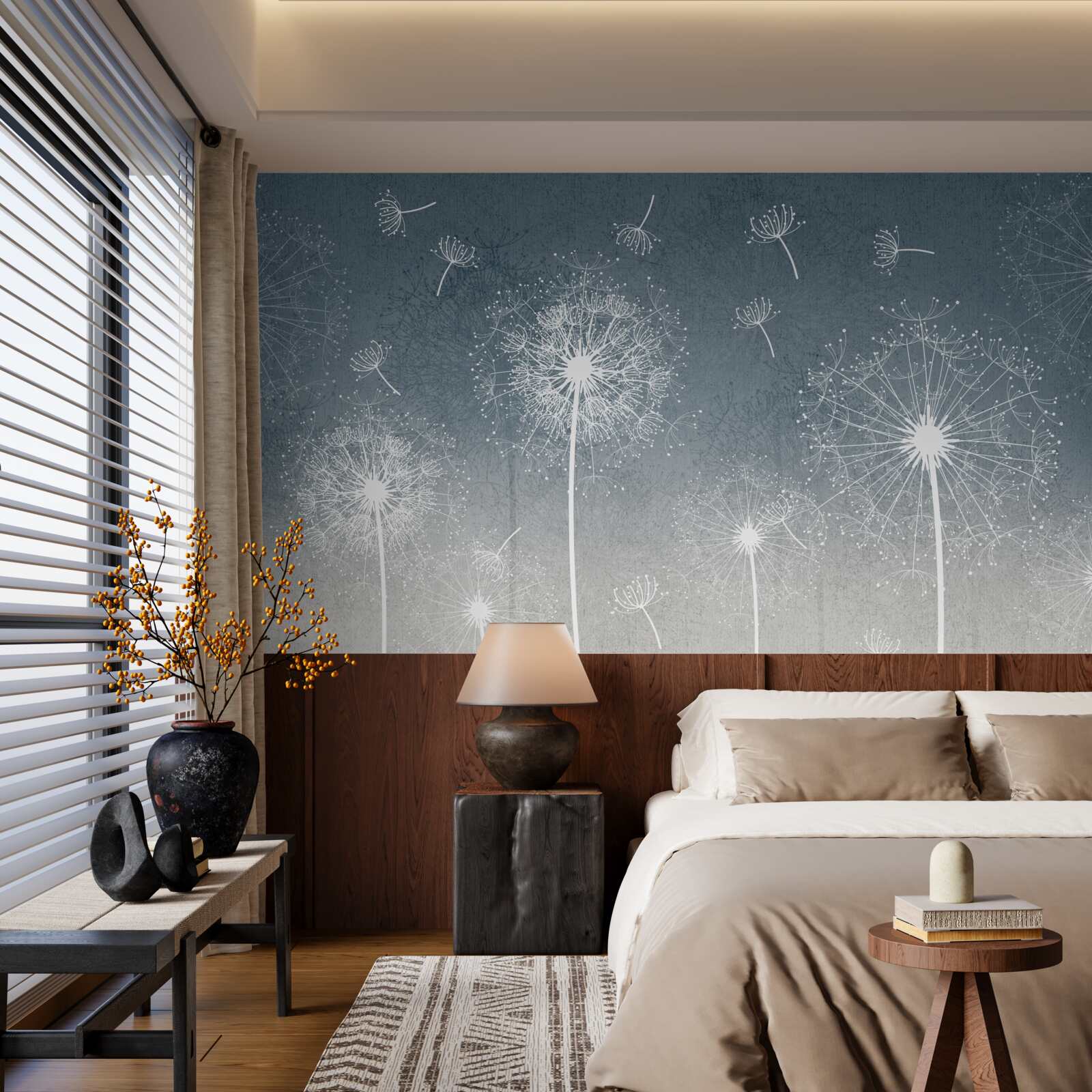 Фотошпалери легкий політ кульбаби в сутінках