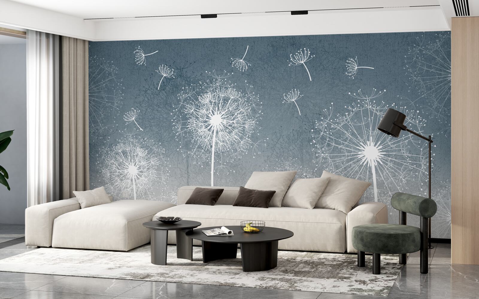 Фотошпалери легкий політ кульбаби в сутінках