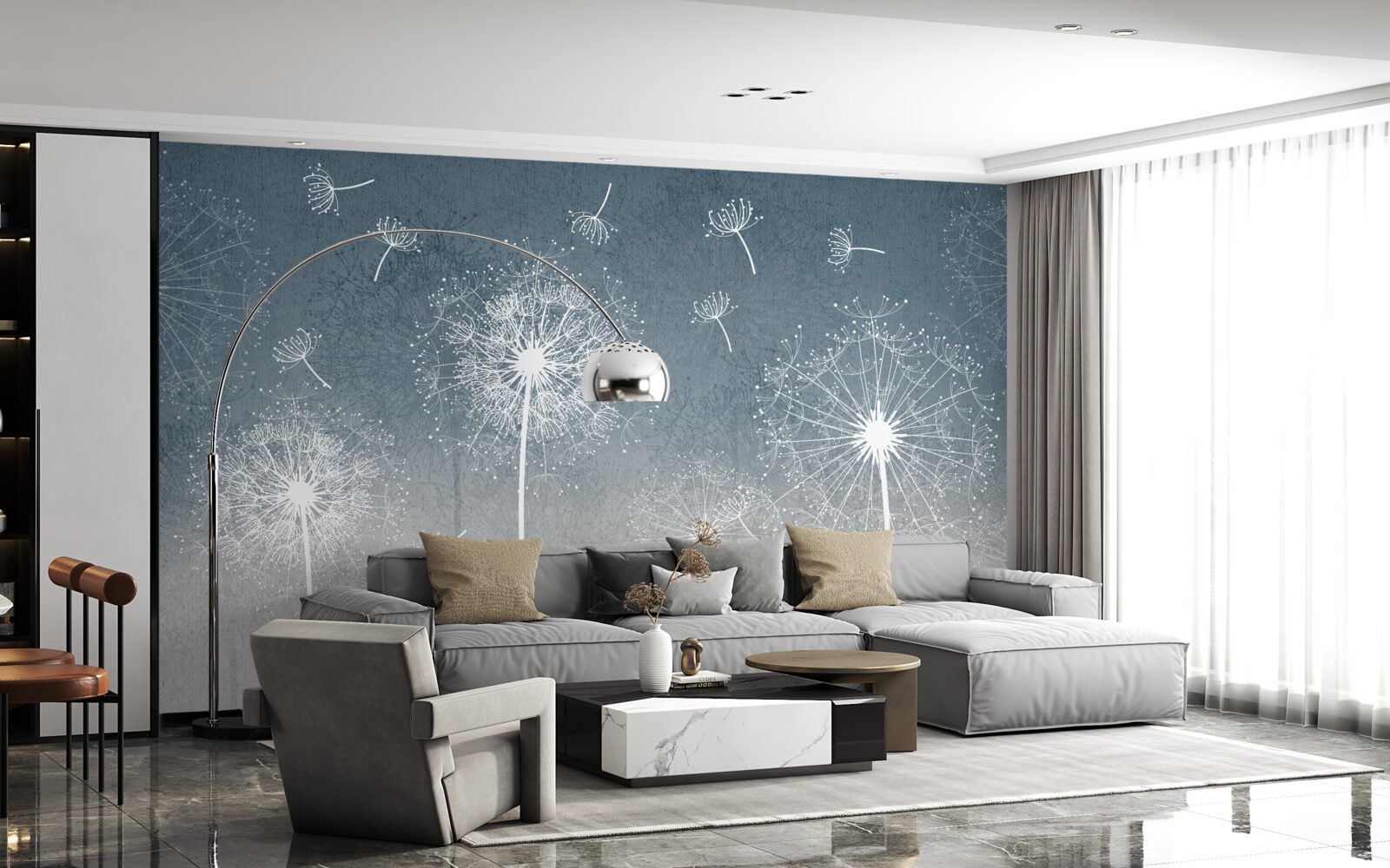 Фотошпалери легкий політ кульбаби в сутінках