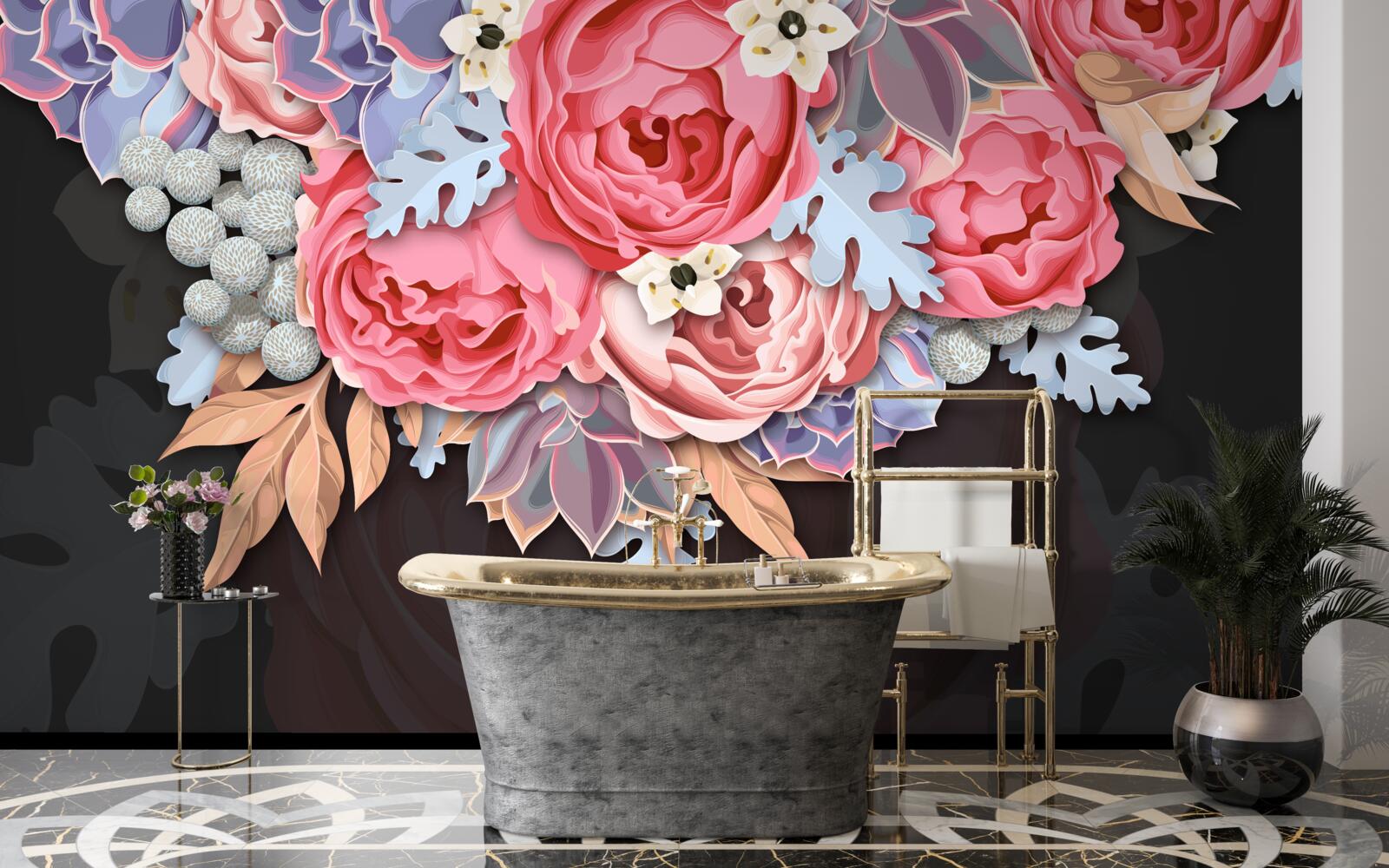 Фотошпалери композиція з різних квітів