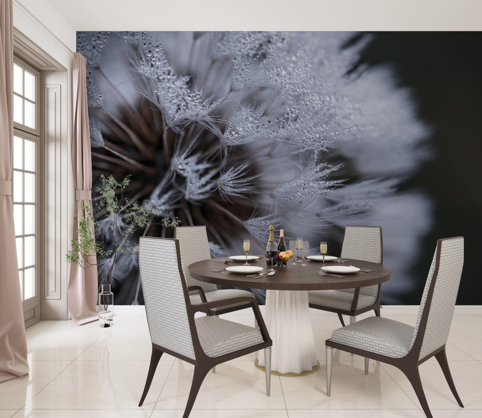 Фотошпалери квіти кульбаби з пухнастими пелюстками