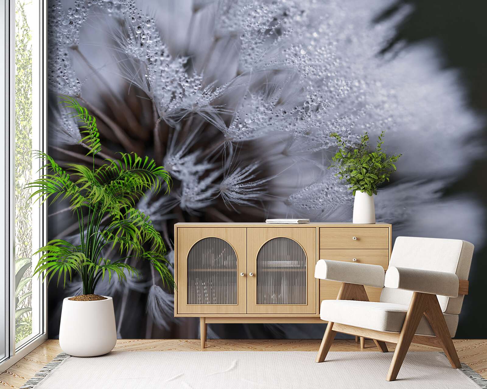 Фотошпалери квіти кульбаби з пухнастими пелюстками