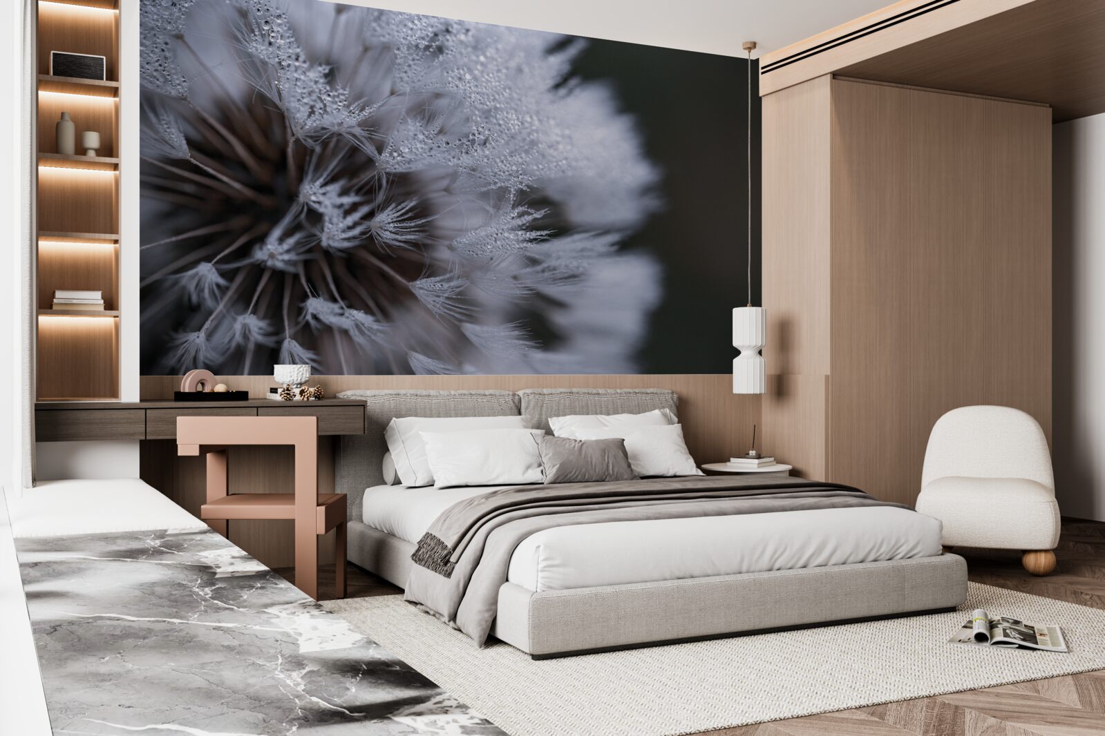 Фотошпалери квіти кульбаби з пухнастими пелюстками