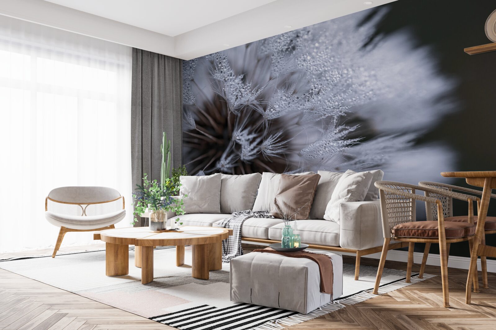 Фотошпалери квіти кульбаби з пухнастими пелюстками