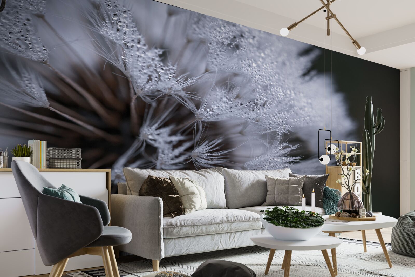 Фотошпалери квіти кульбаби з пухнастими пелюстками