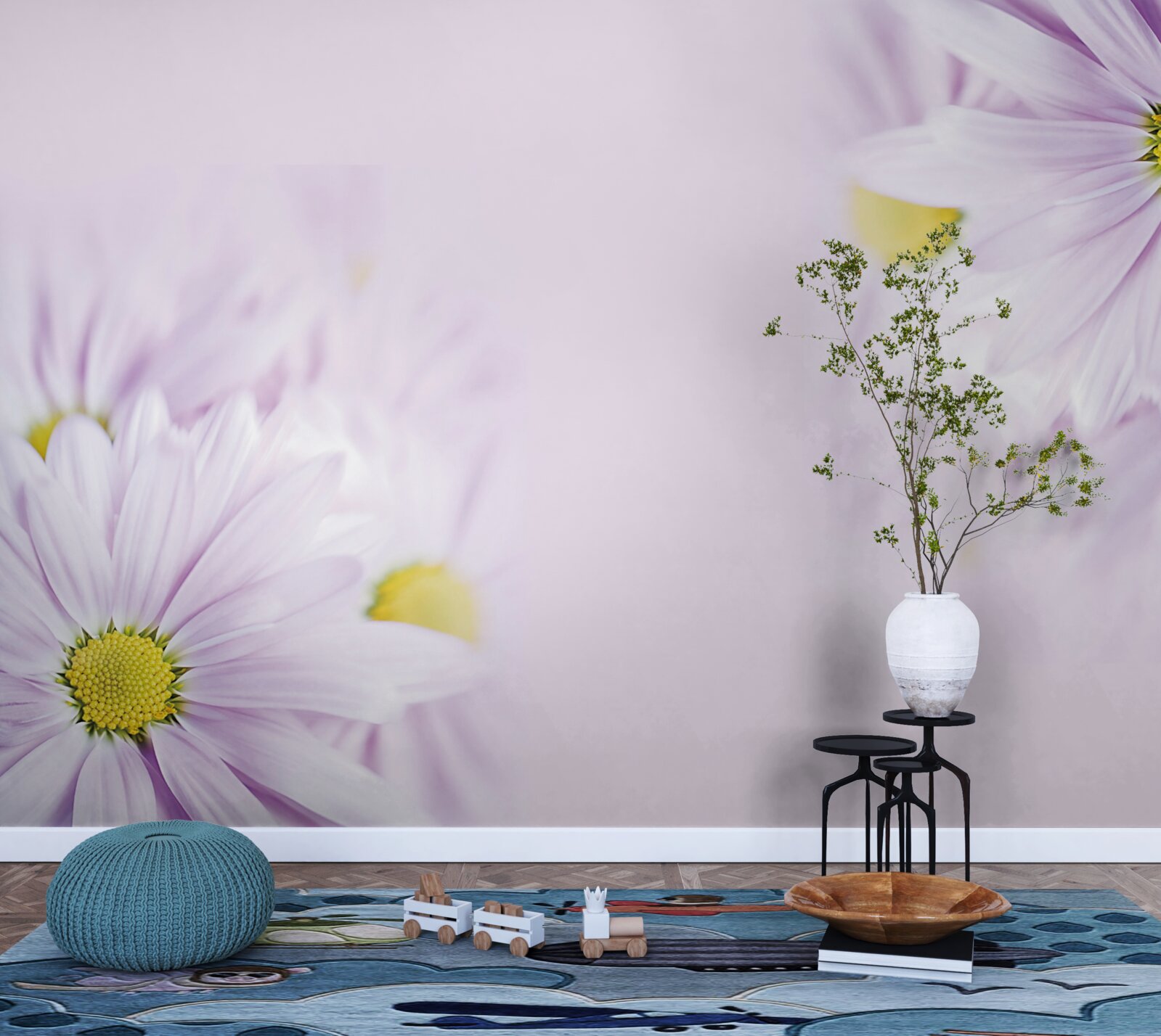 Фотошпалери витончені білосніжні ромашки