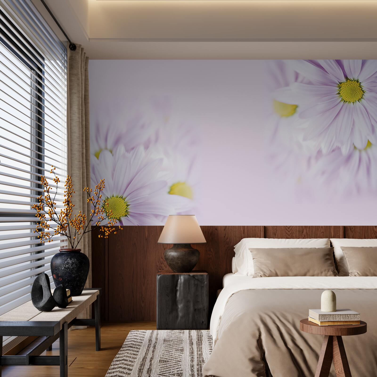 Фотошпалери витончені білосніжні ромашки