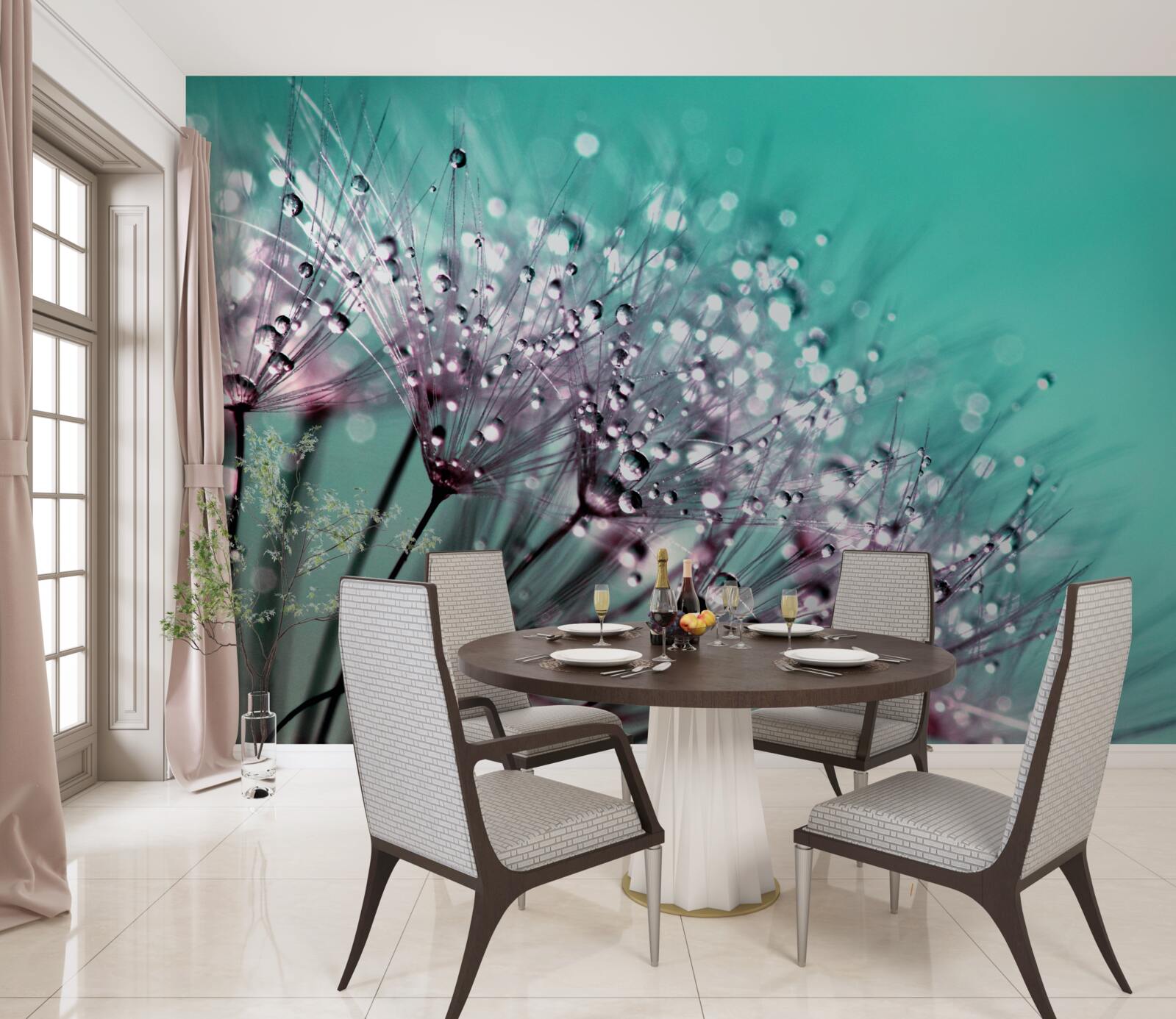 Фотошпалери ранкова роса на квітці кульбаби