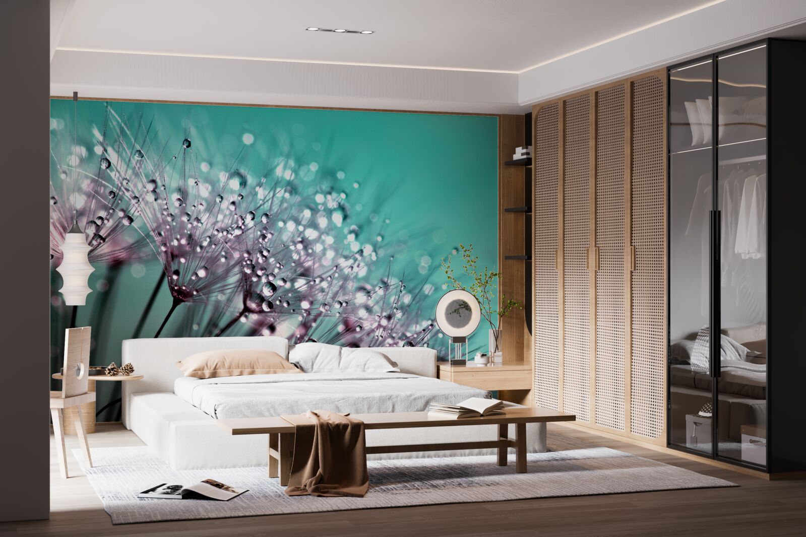 Фотошпалери ранкова роса на квітці кульбаби