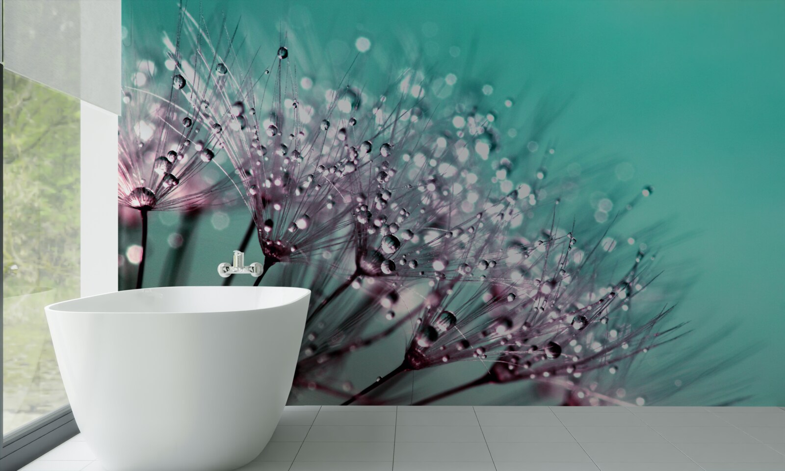 Фотошпалери ранкова роса на квітці кульбаби