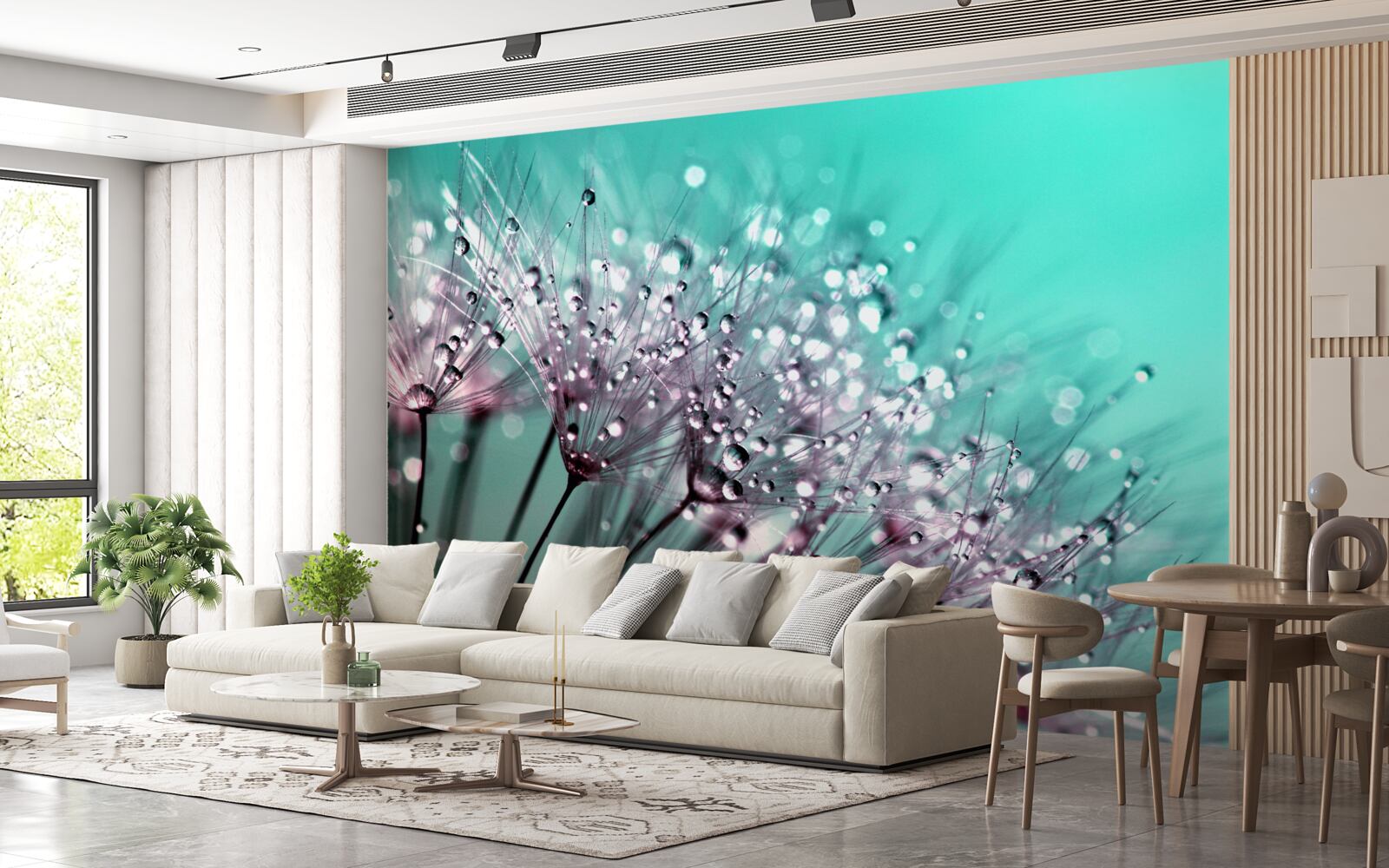 Фотошпалери ранкова роса на квітці кульбаби