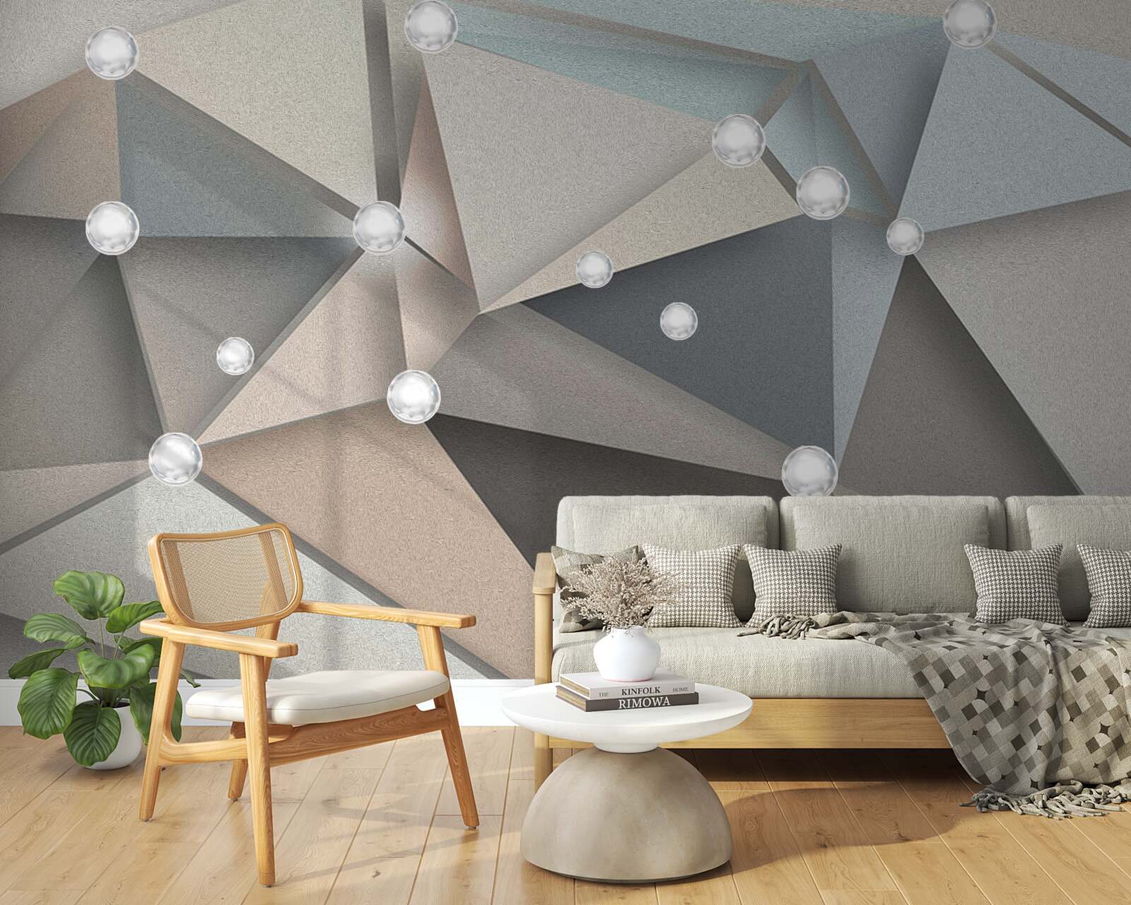 Фотошпалери перламутр на трикутниках у пастельних відтінках