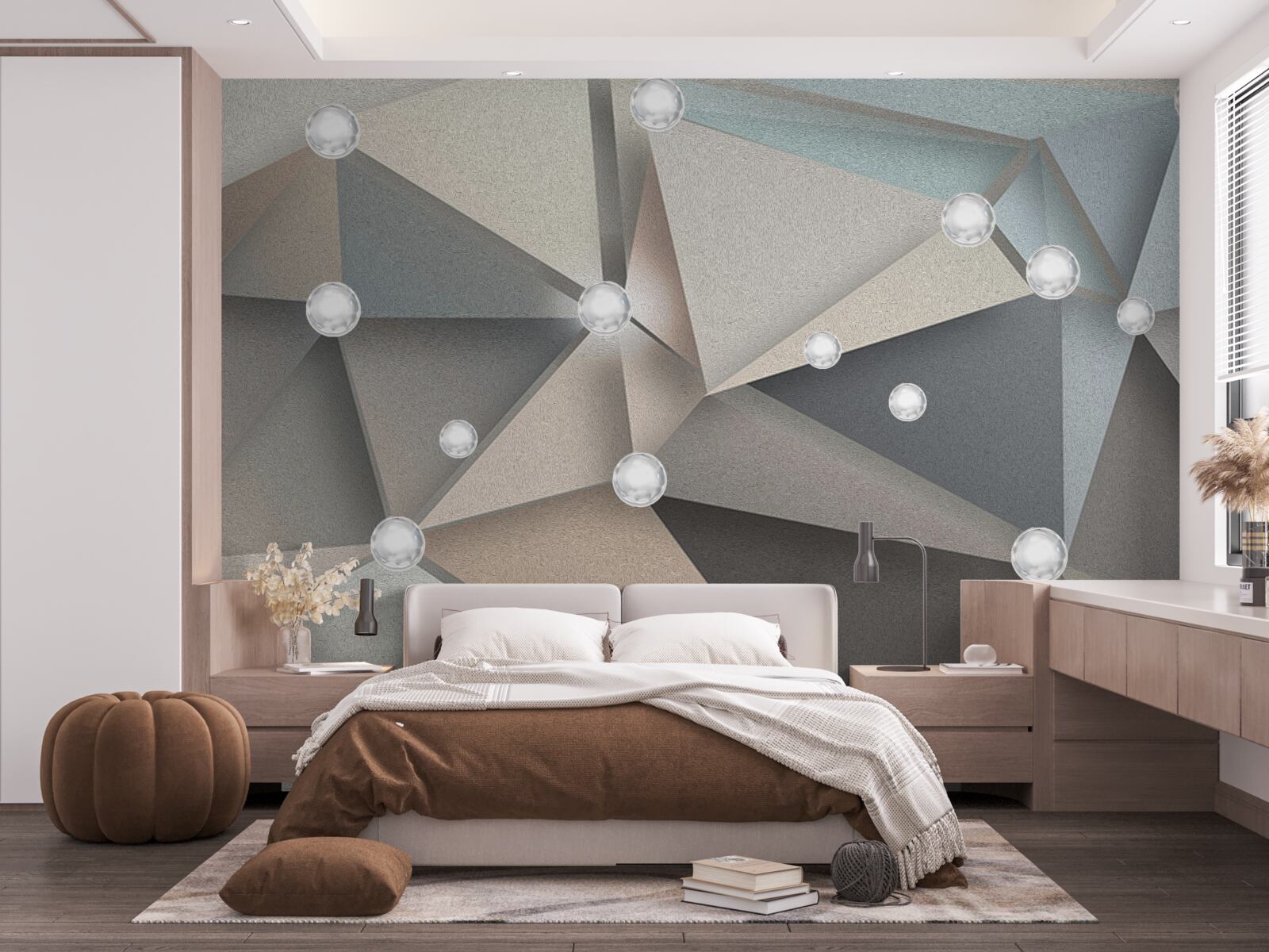 Фотошпалери перламутр на трикутниках у пастельних відтінках