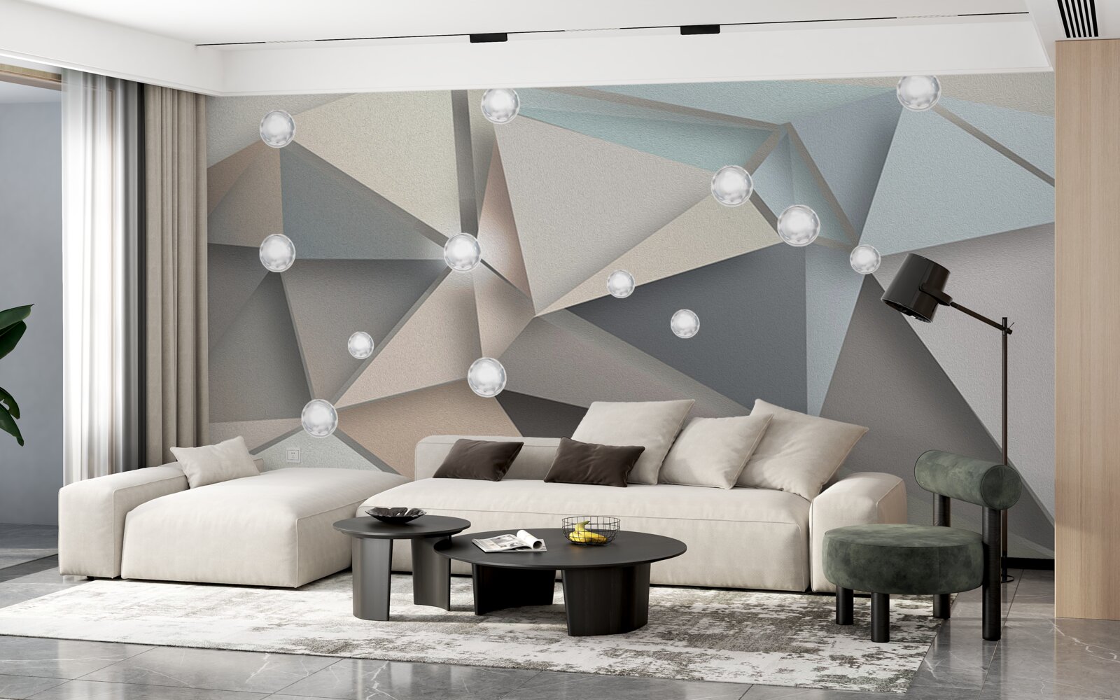 Фотошпалери перламутр на трикутниках у пастельних відтінках