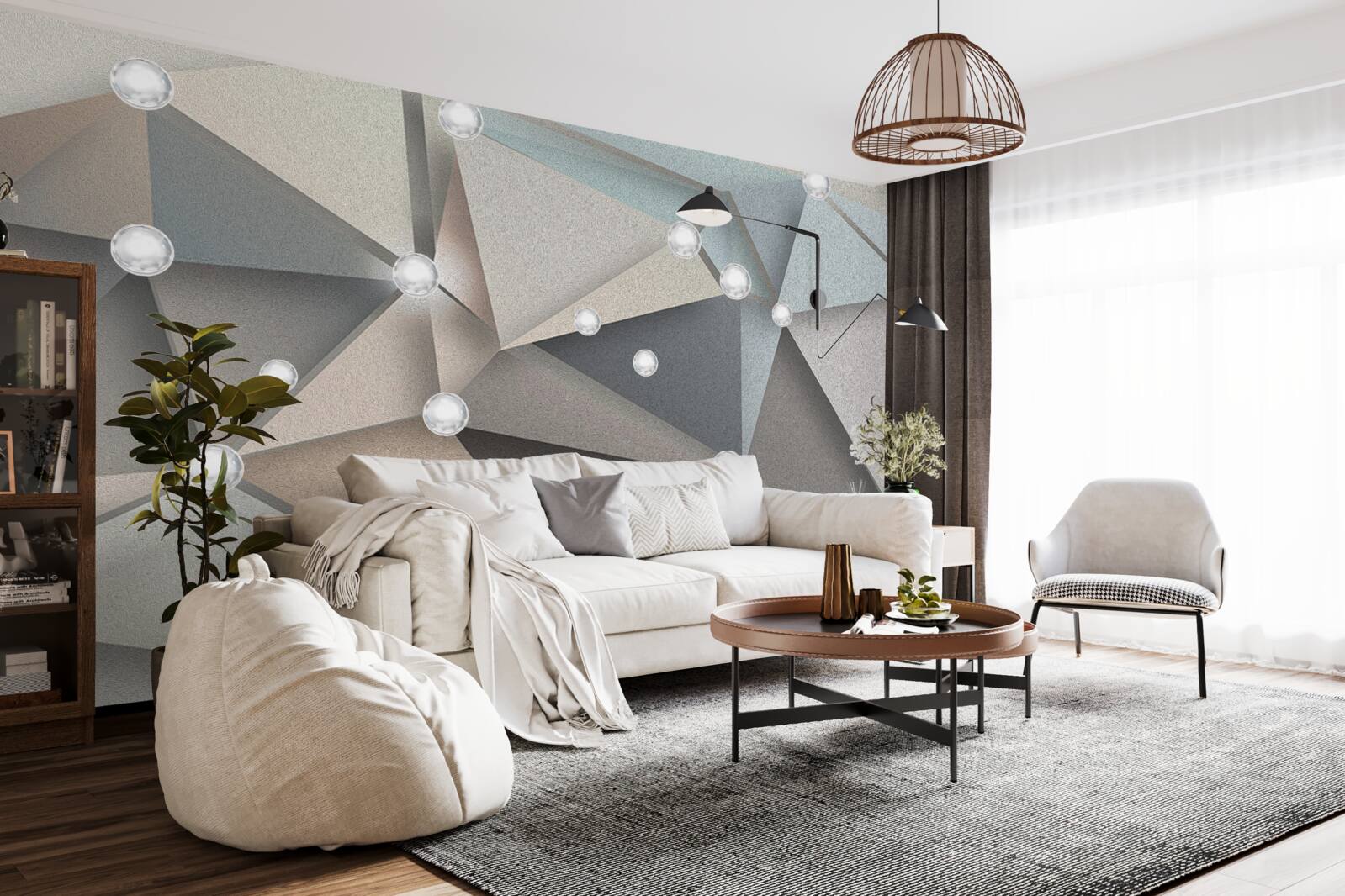 Фотошпалери перламутр на трикутниках у пастельних відтінках