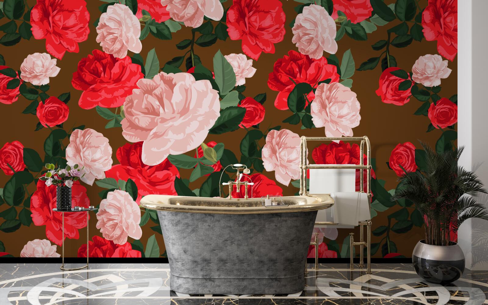 Фотошпалери червоні та рожеві квіти троянд