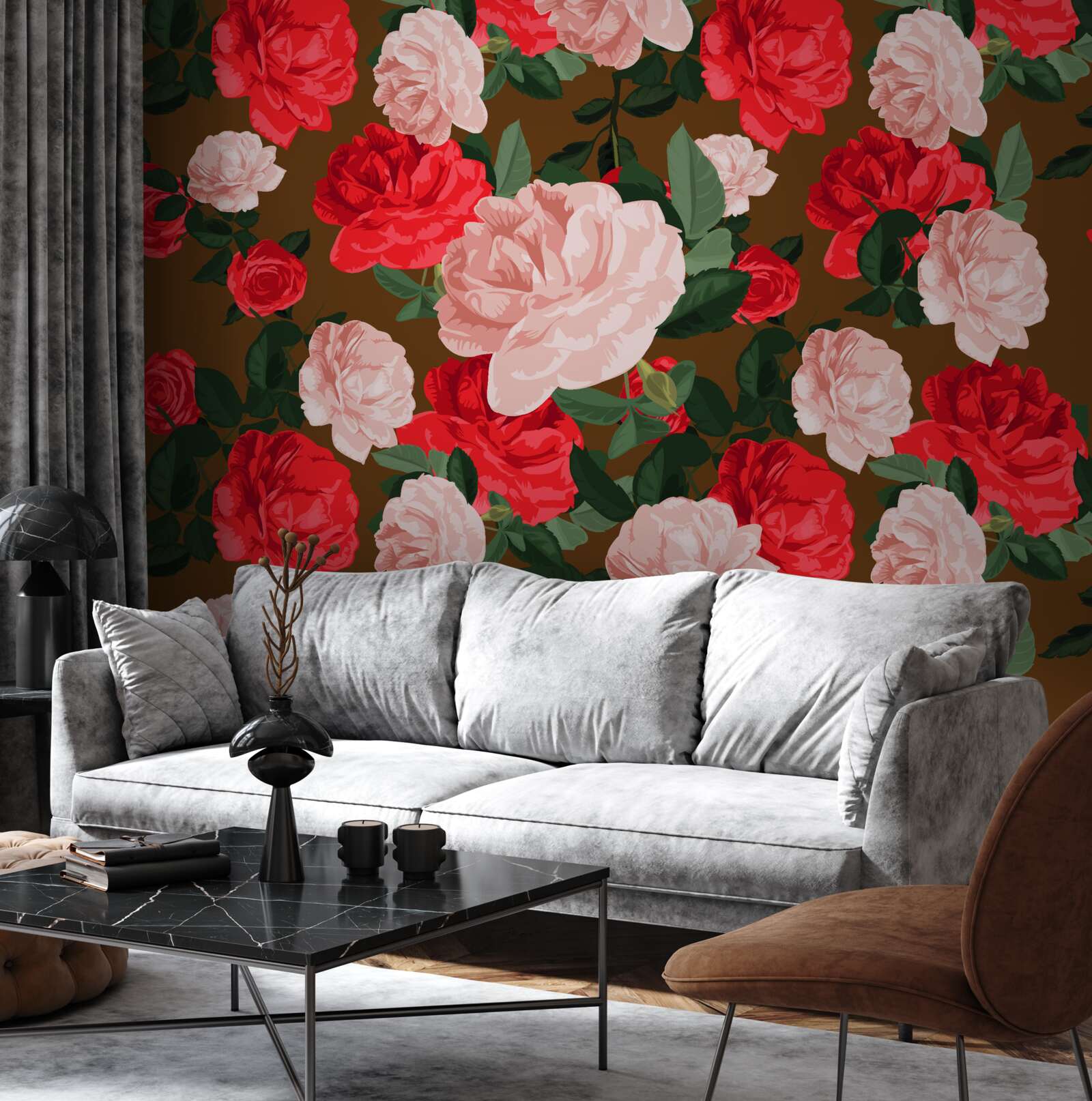 Фотошпалери червоні та рожеві квіти троянд