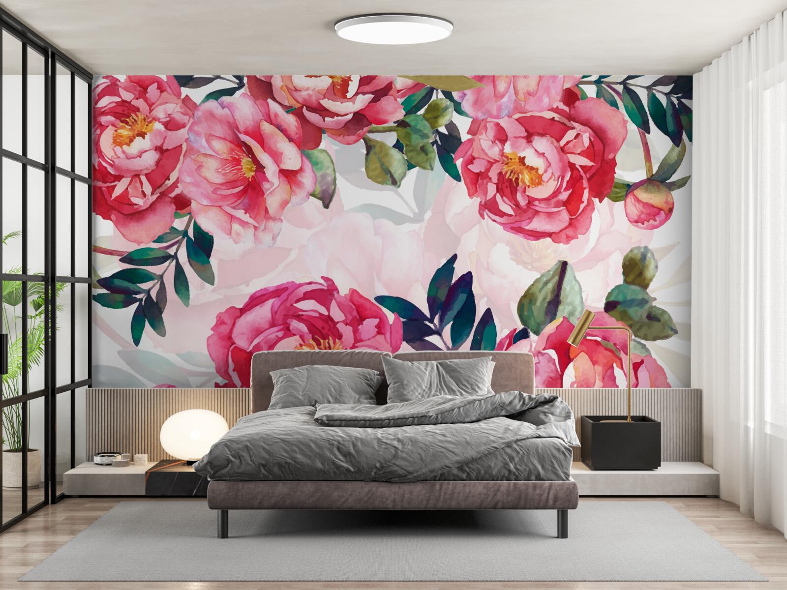 Фотошпалери півонії великі та червоного кольору