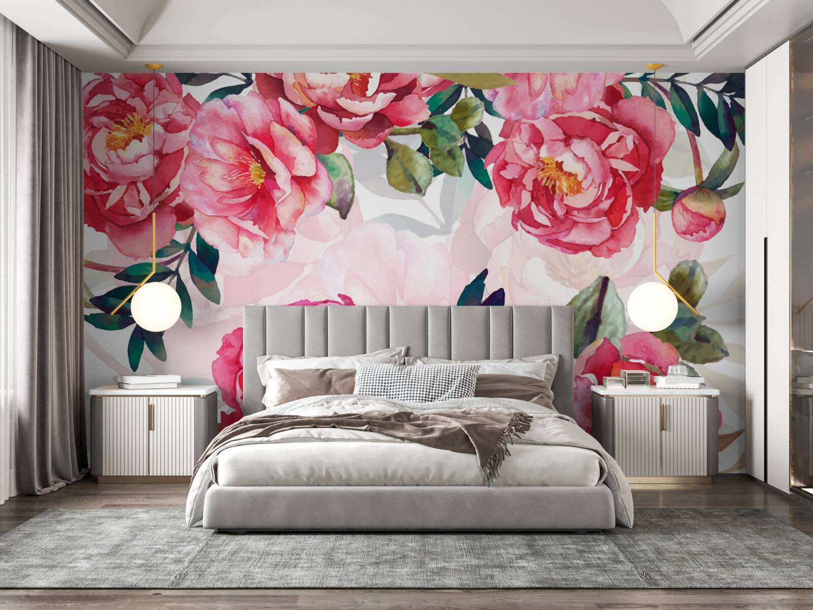 Фотошпалери півонії великі та червоного кольору