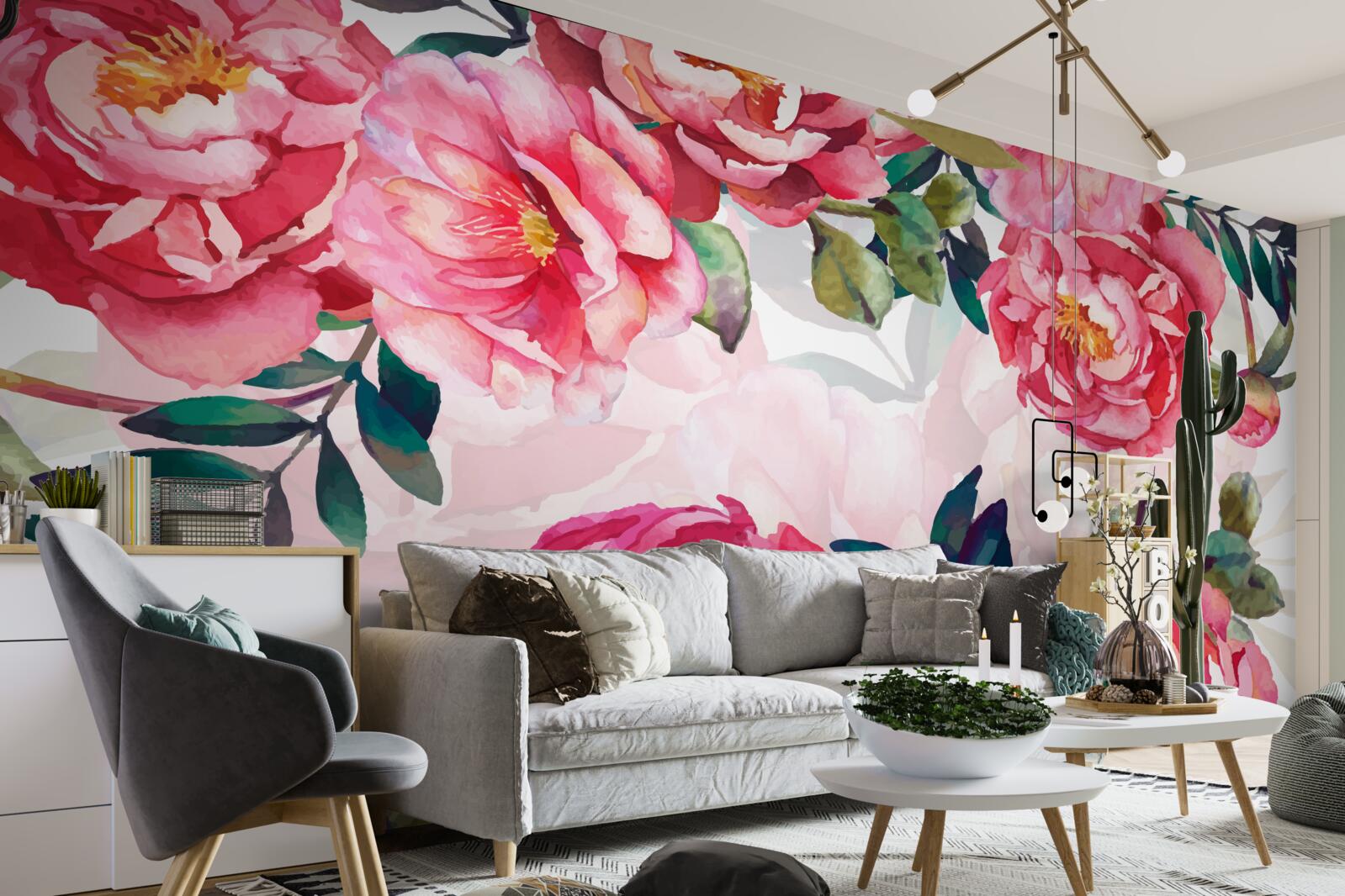 Фотошпалери півонії великі та червоного кольору