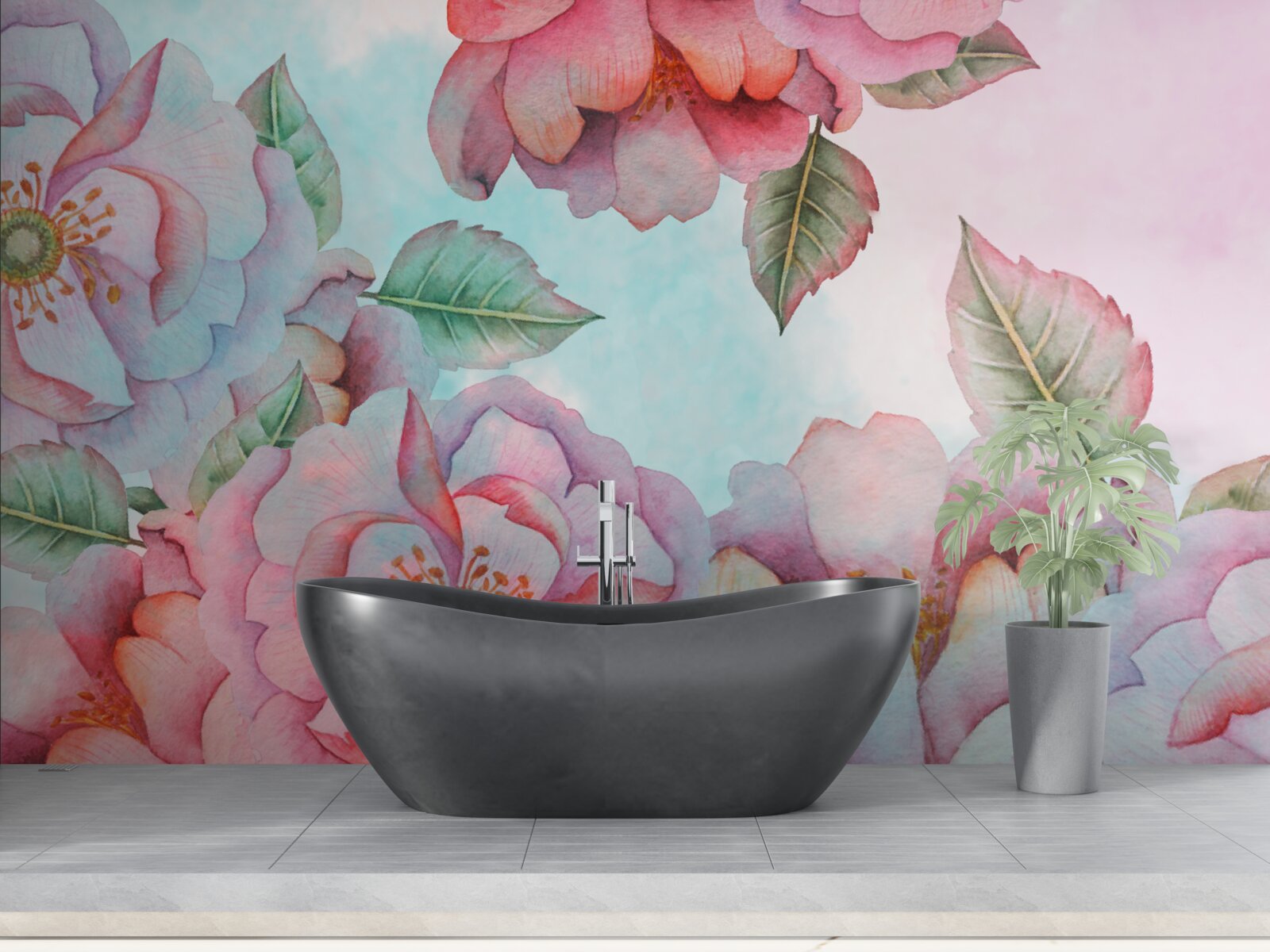 Фотошпалери акварельна квітка