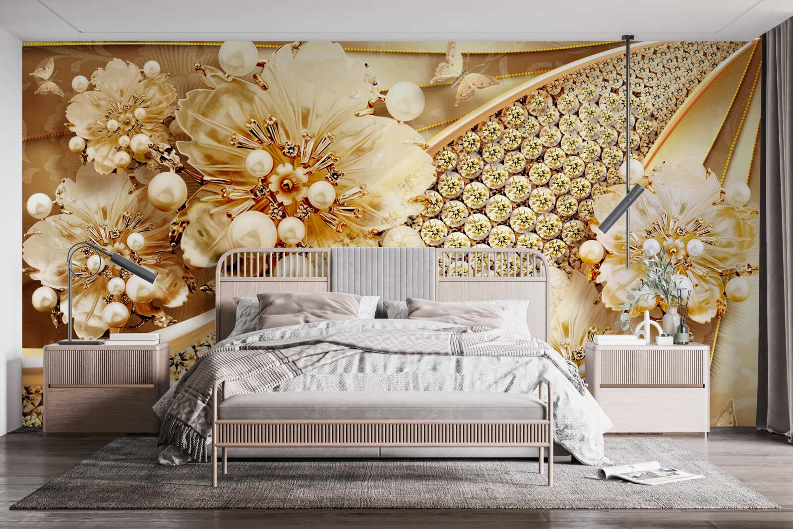 Фотошпалери золотий і золотисто-перламутровий кольори