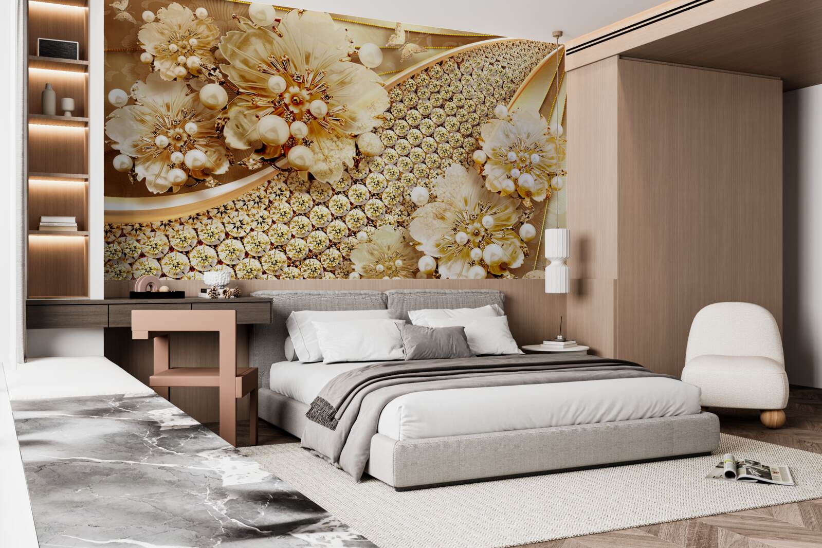 Фотошпалери золотий і золотисто-перламутровий кольори