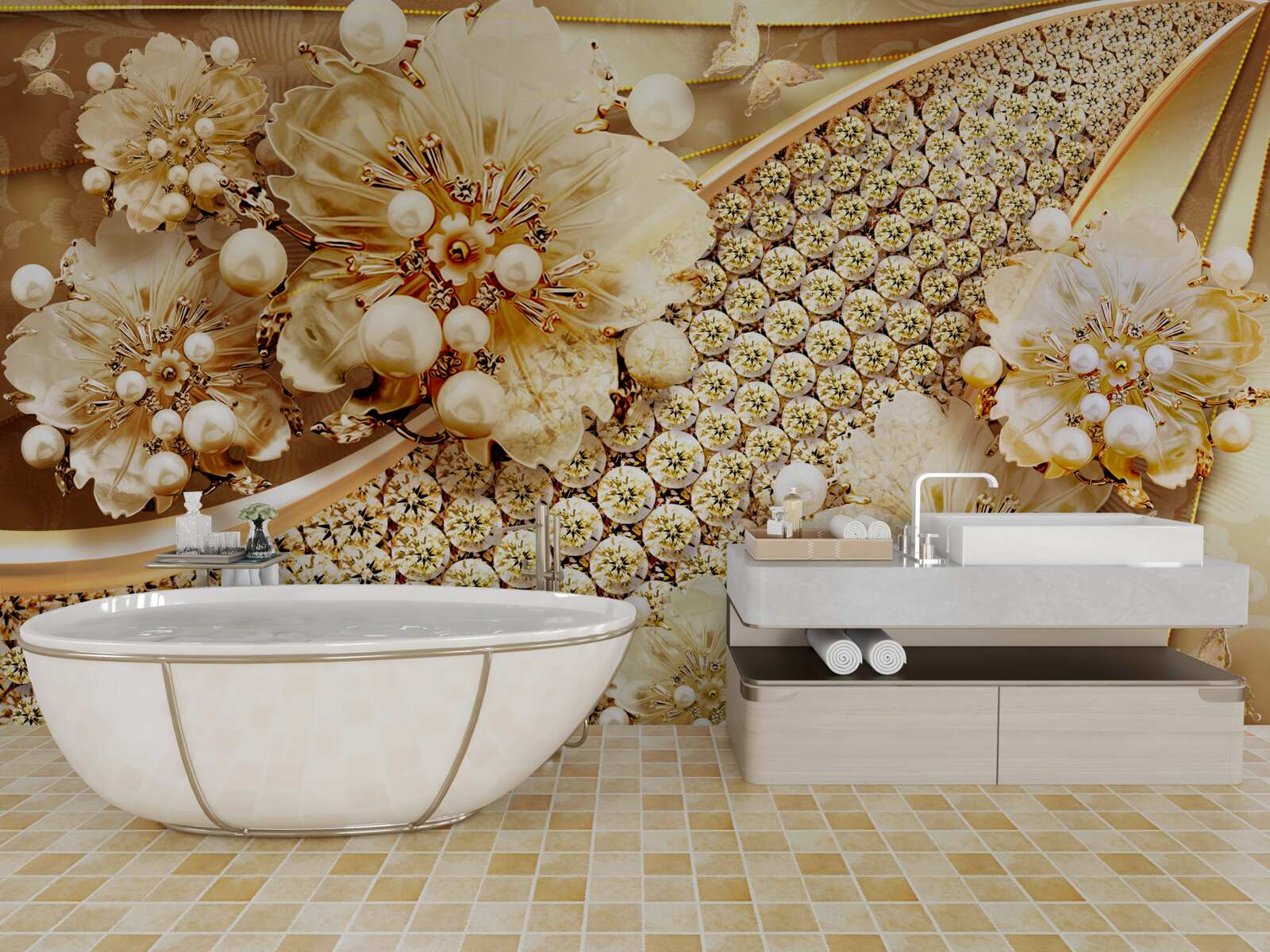 Фотошпалери золотий і золотисто-перламутровий кольори