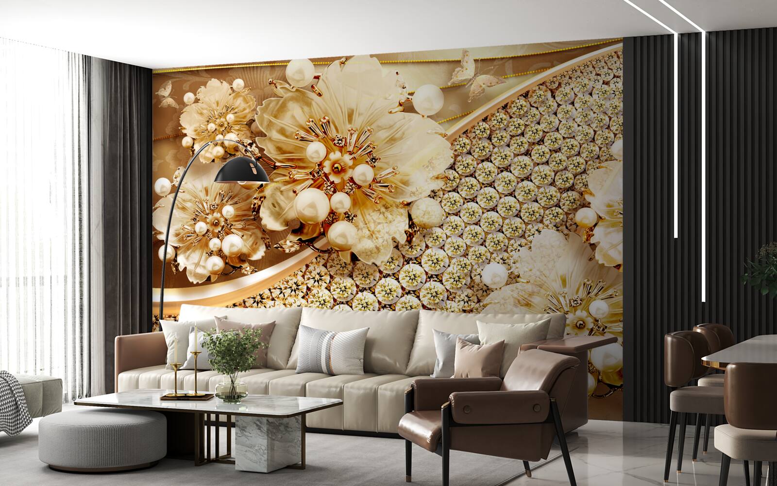 Фотошпалери золотий і золотисто-перламутровий кольори