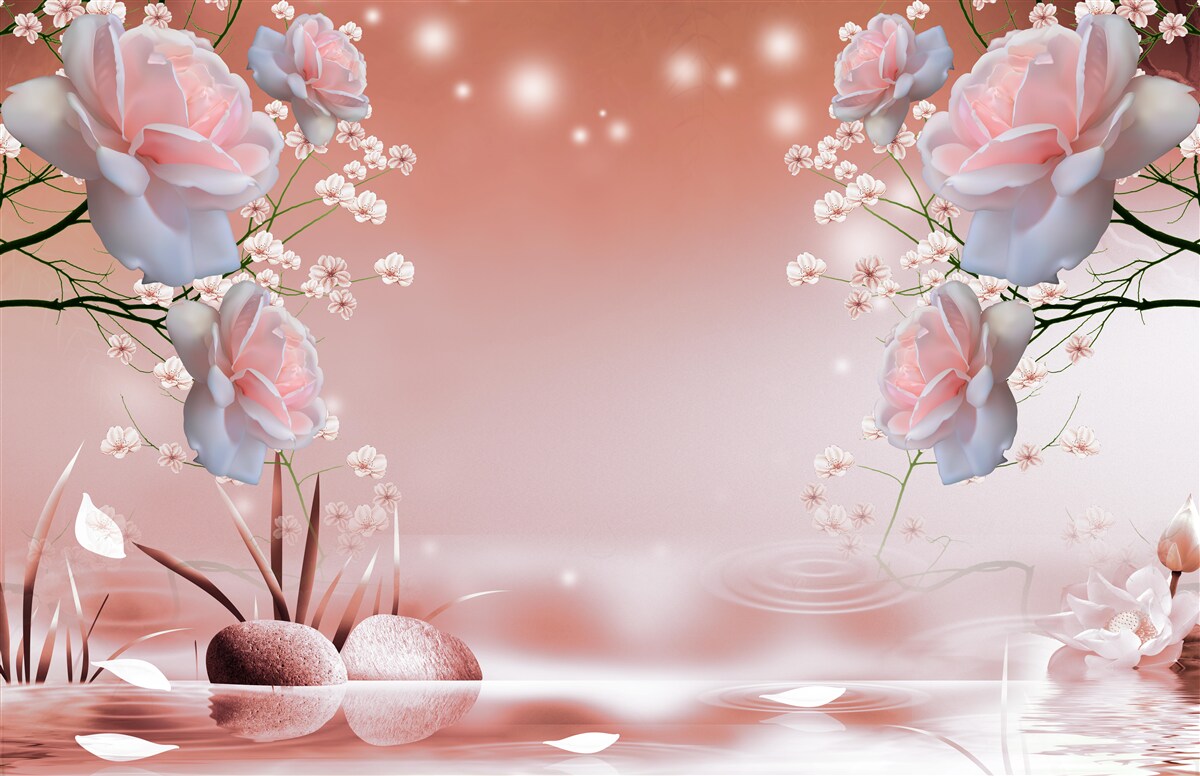 Фотошпалери квіти біля води, що розкривають бутони