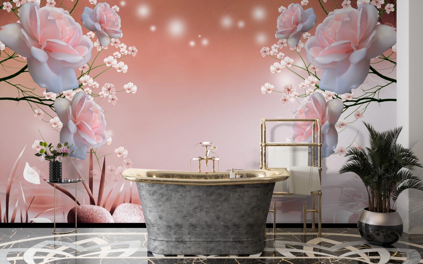 Фотошпалери квіти біля води, що розкривають бутони