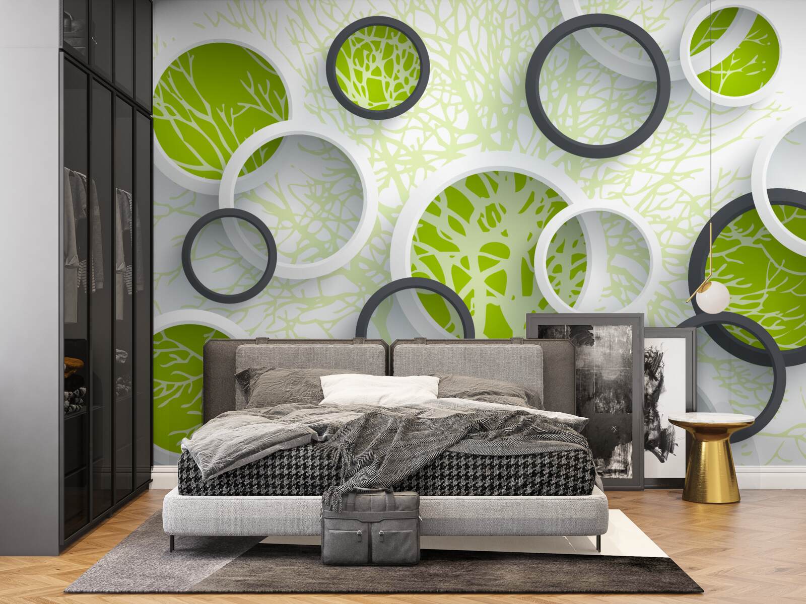 Фотошпалери кола лінзи відображають зелень листя дерев