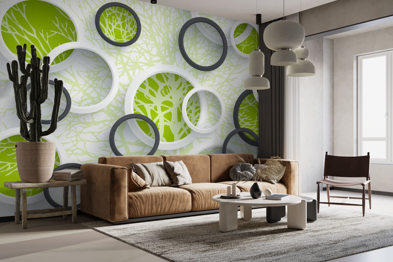 Фотошпалери кола лінзи відображають зелень листя дерев